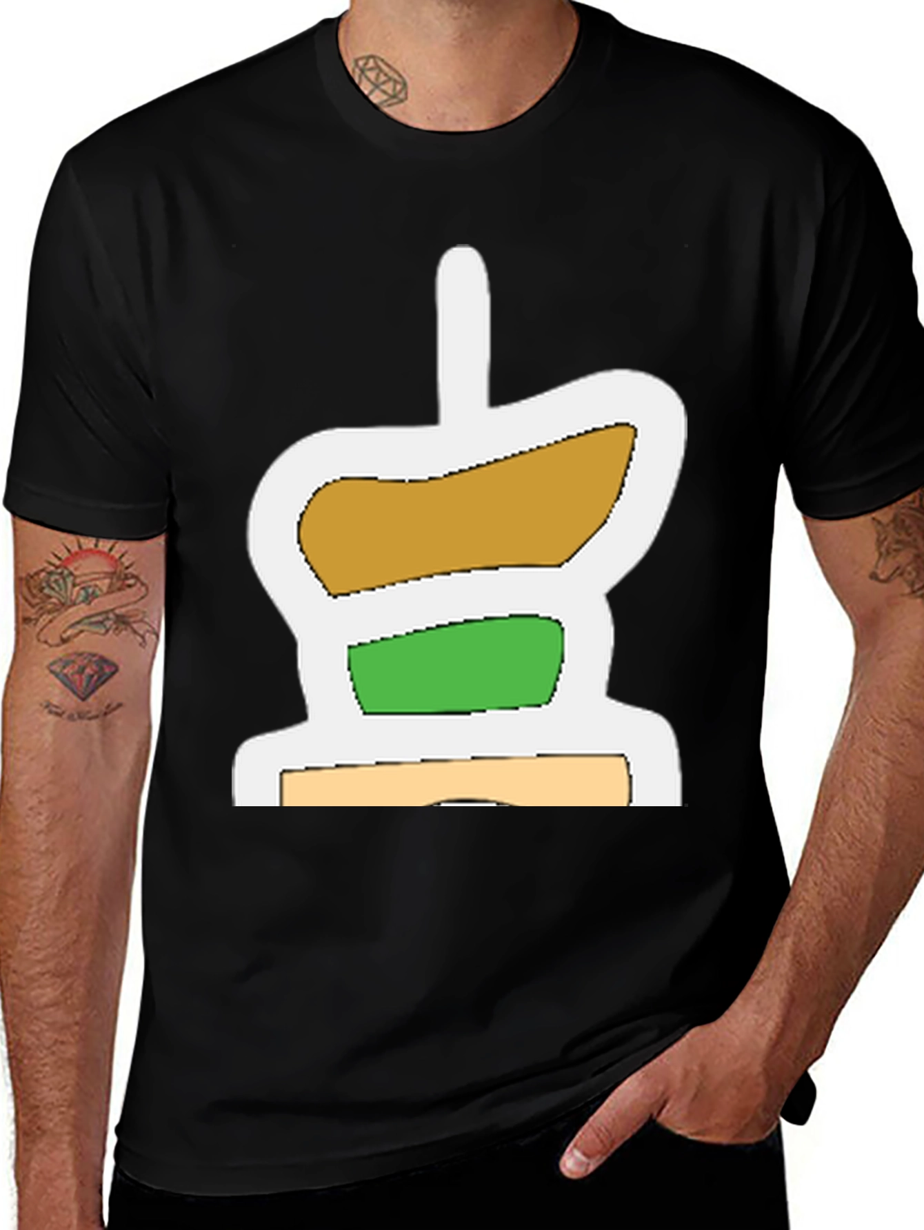 Variant 8 of Cartoon Stacked Food T-Shirt - Unique Graphic Tee