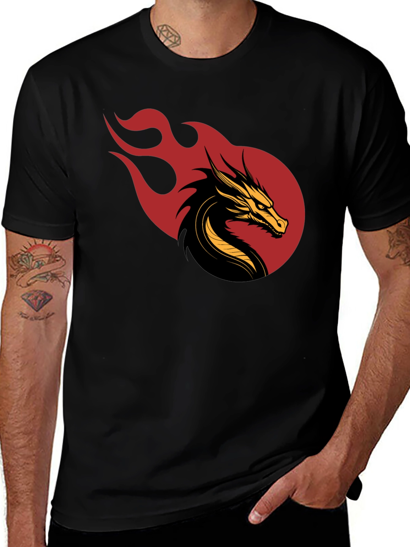 Variant 5 of Dragon Fire Graphic Black T-Shirt