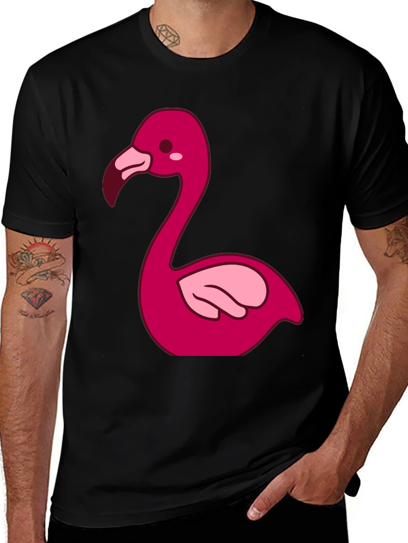 Variant 11 of Flamingo Graphic Tee - Black Cotton T-Shirt
