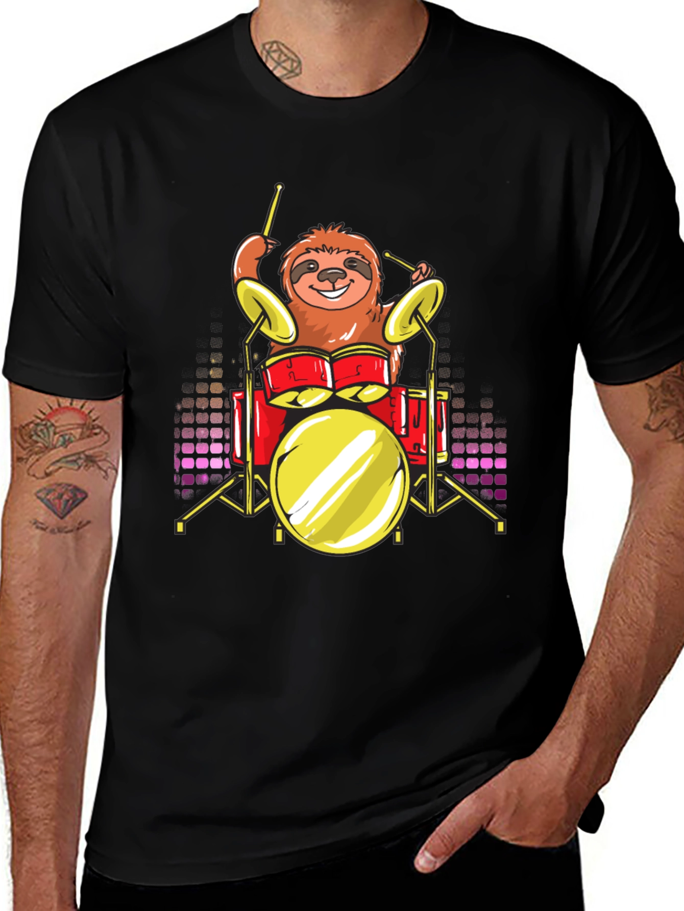 Variant 13 of Sloth Drummer T-Shirt - Animal Music Tee