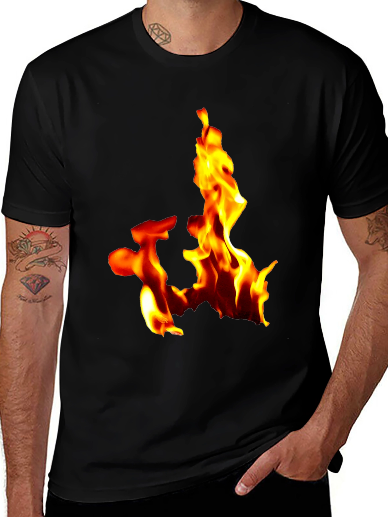 Variant 9 of Fiery Flames Graphic Tee - Bold Black T-Shirt