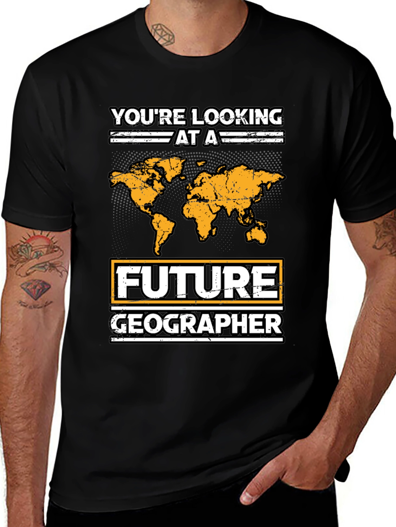 Variant 12 of Future Geographer T-Shirt - World Map Design