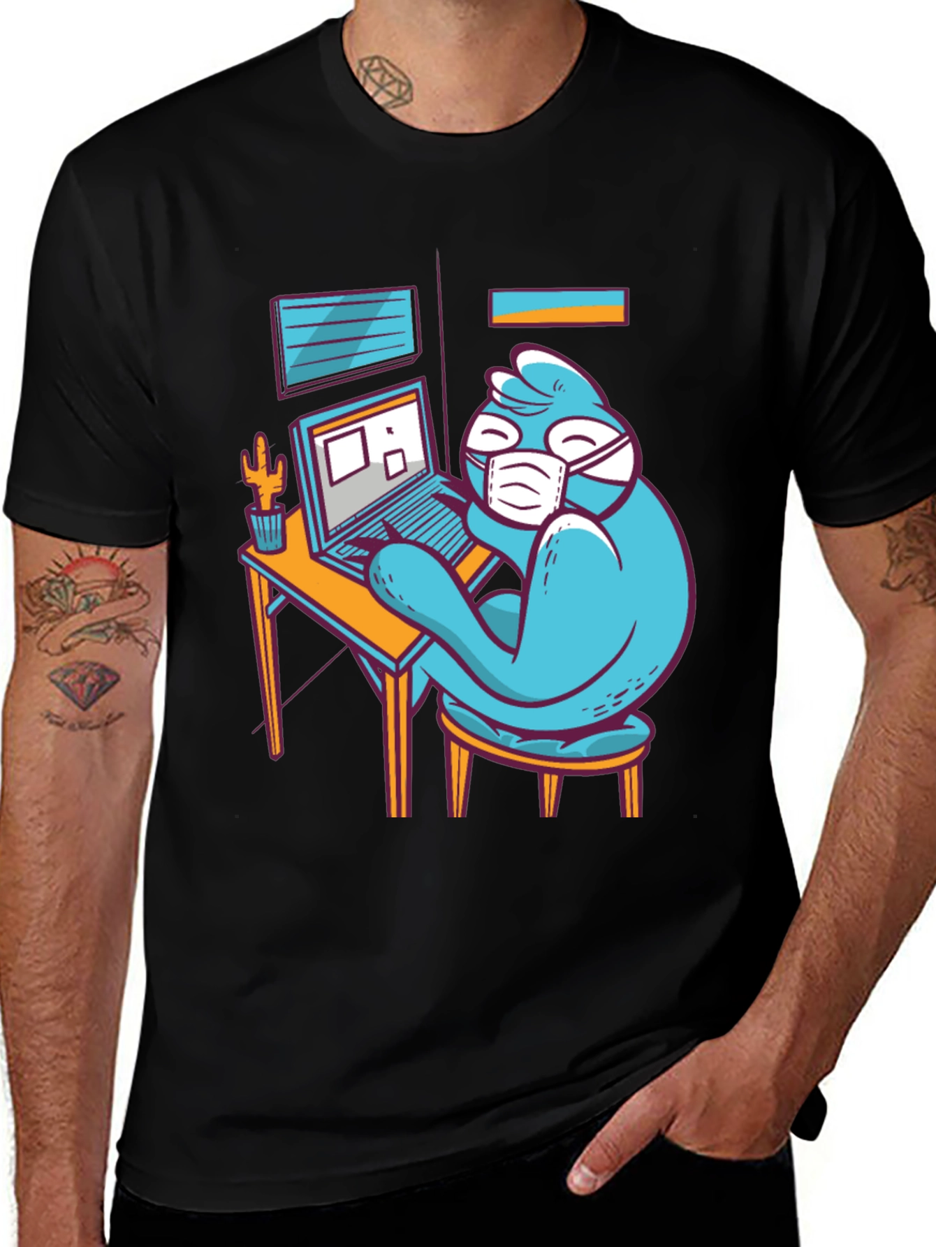 Variant 13 of Stay Home Work T-Shirt - Funny Bird Design