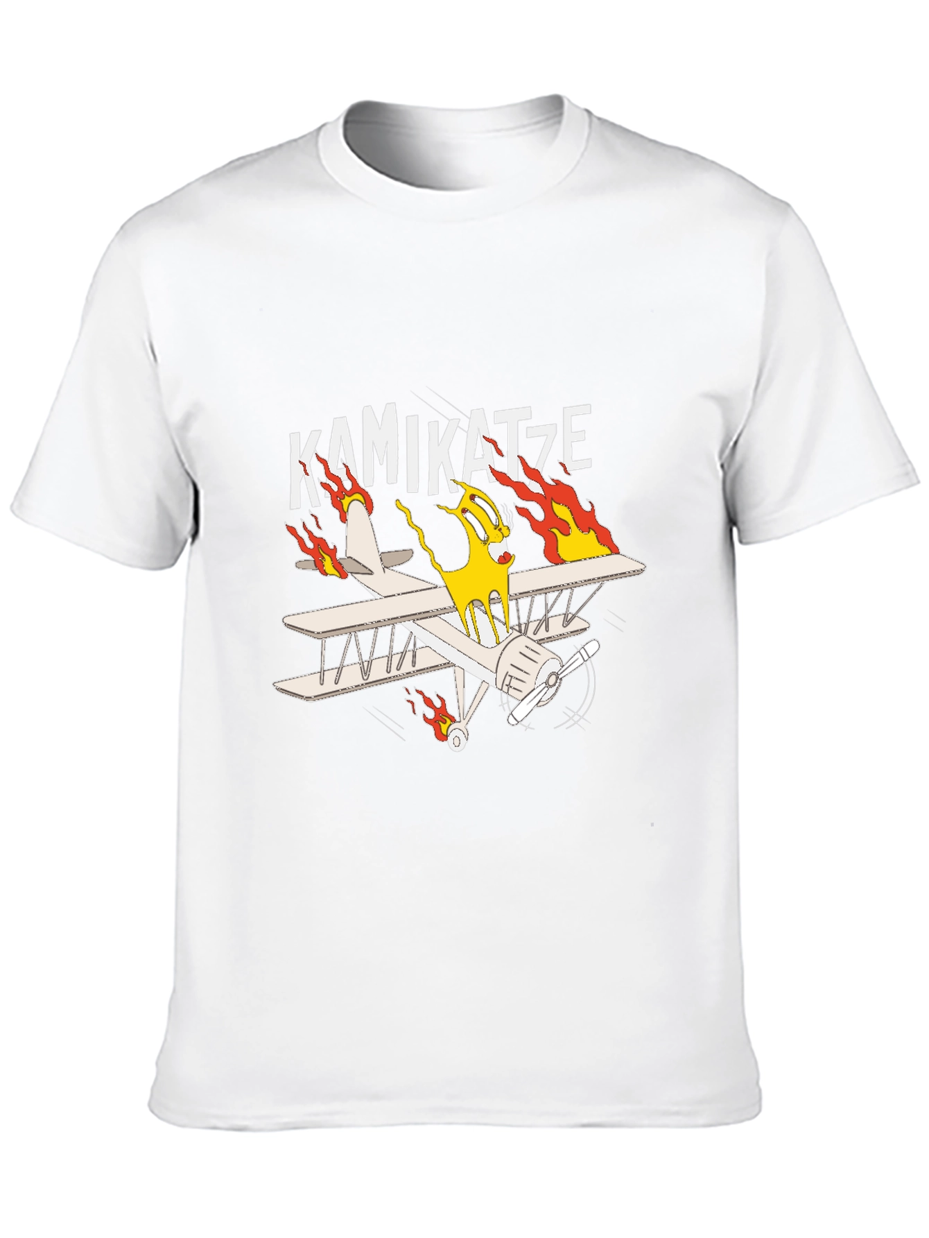 Black Kamikatze Cartoon Plane Graphic T-Shirt view 10