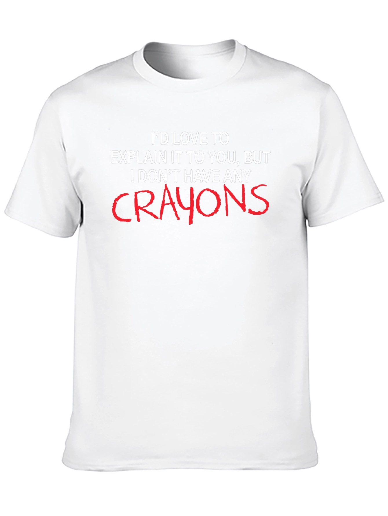 Black Funny "No Crayons" Graphic T-Shirt view 10