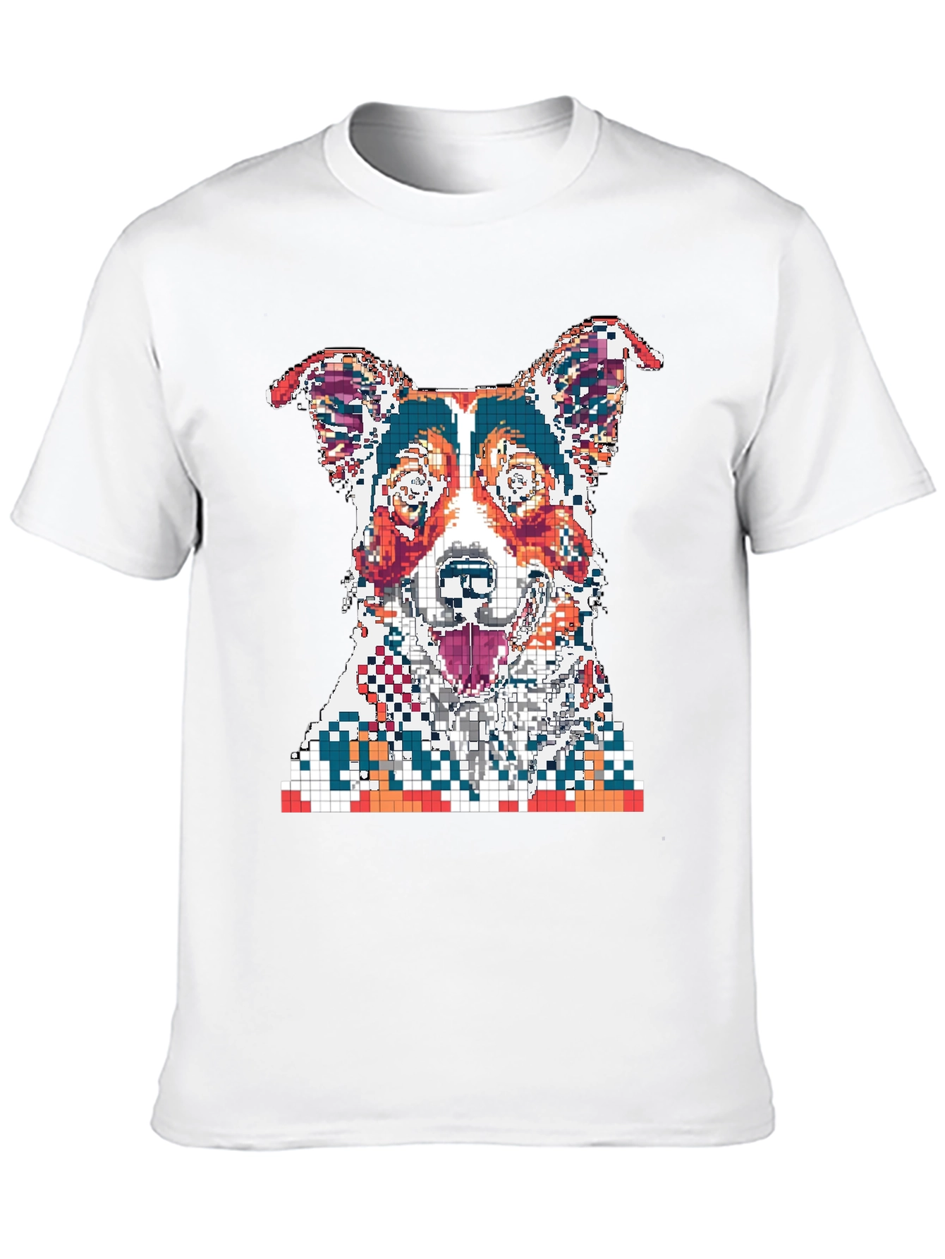 Black Pixelated Dog Graphic Print Black T-Shirt view 10