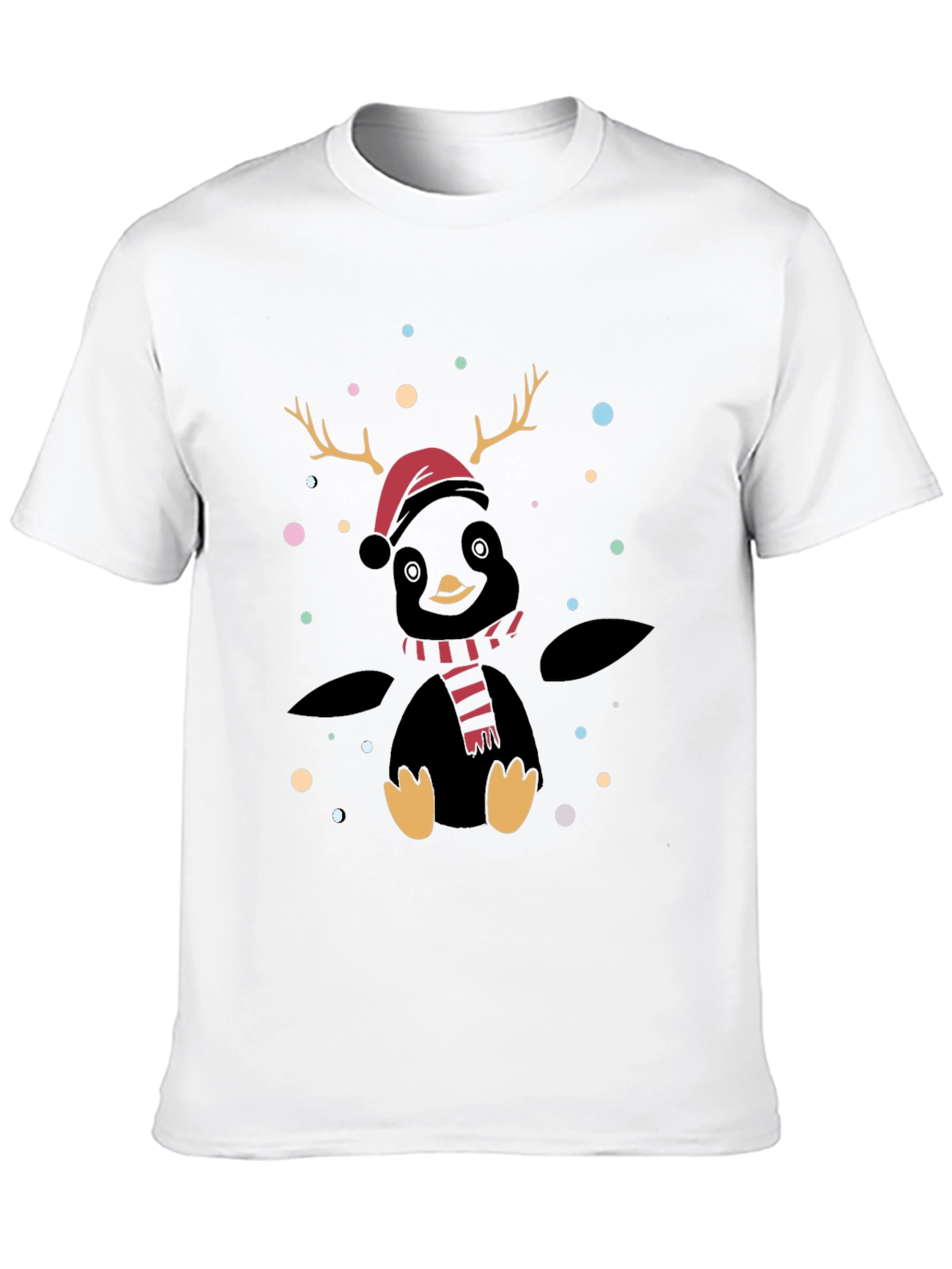 Black Festive Penguin Reindeer T-Shirt view 10