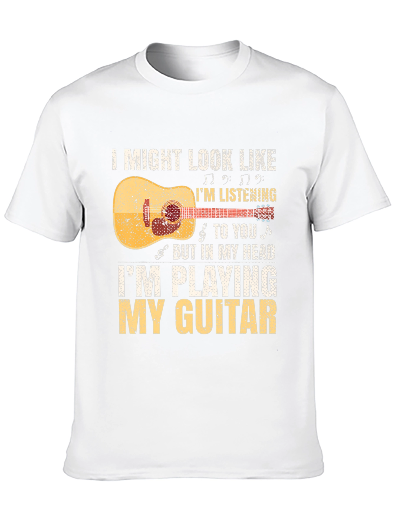 Black Guitar Player T-Shirt: Listening With My Head view 10