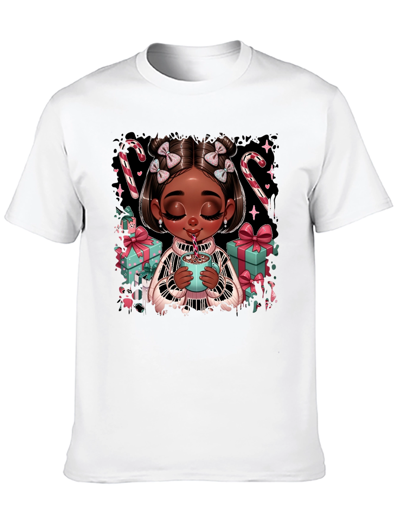 Black Festive Holiday Girl Graphic Tee view 10