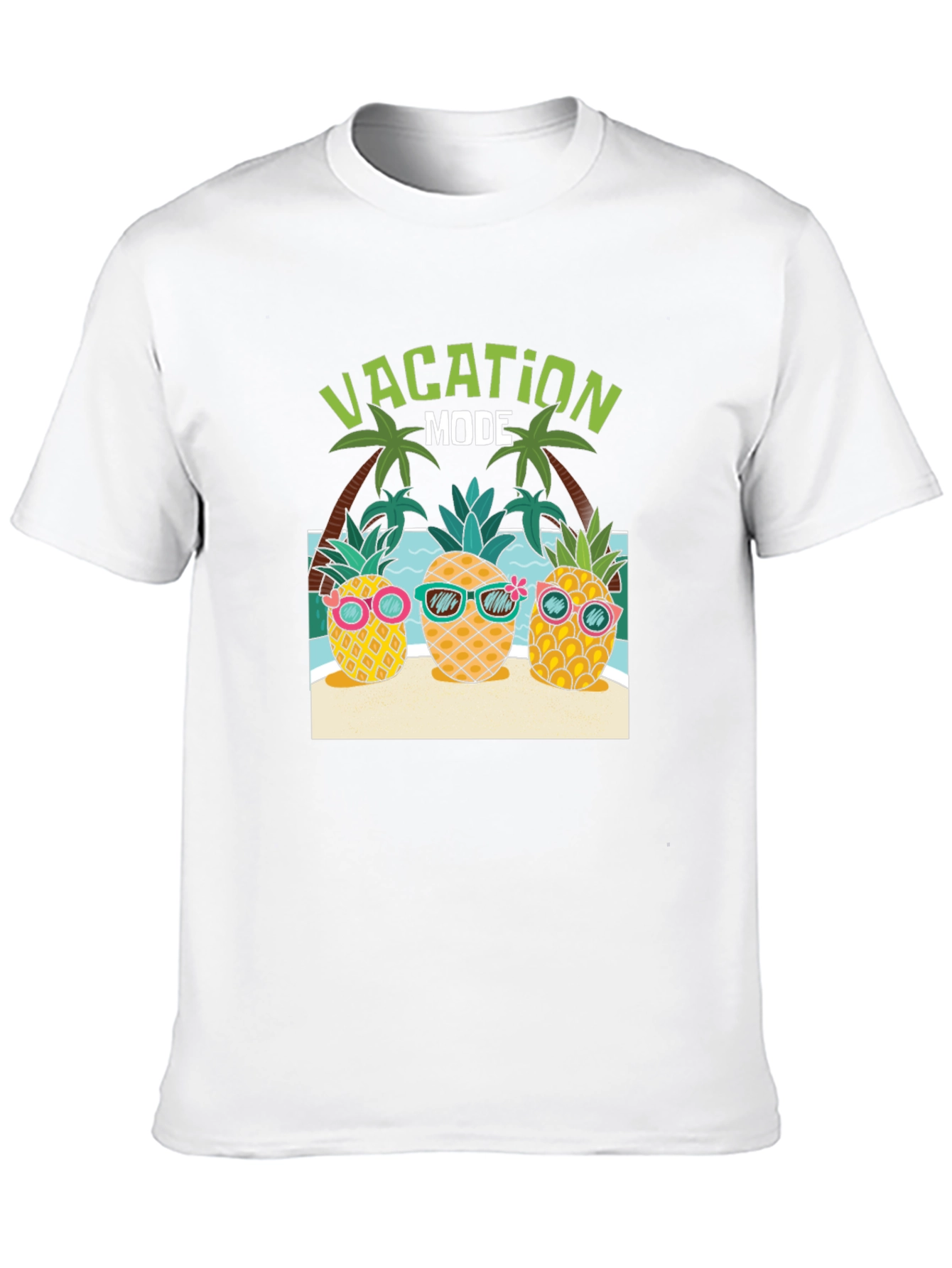 Black Vacation Mode Pineapple Graphic Tee view 10