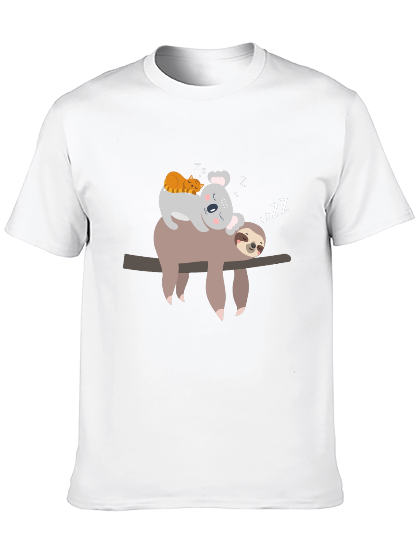 Black Cute Sloth, Koala, Cat Sleeping T-Shirt view 10
