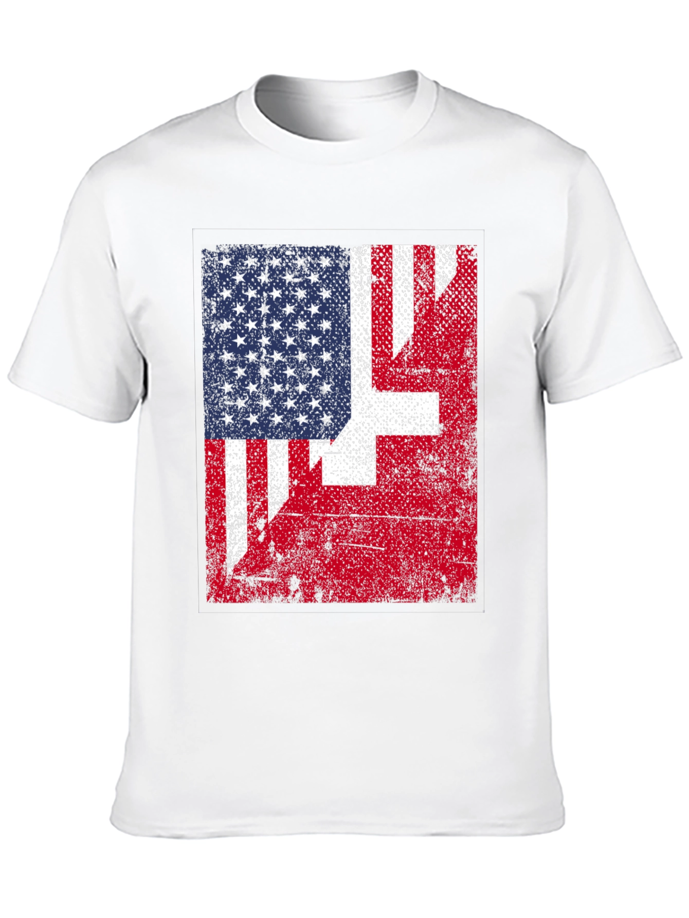 Black US & Swiss Flag Graphic T-Shirt view 10