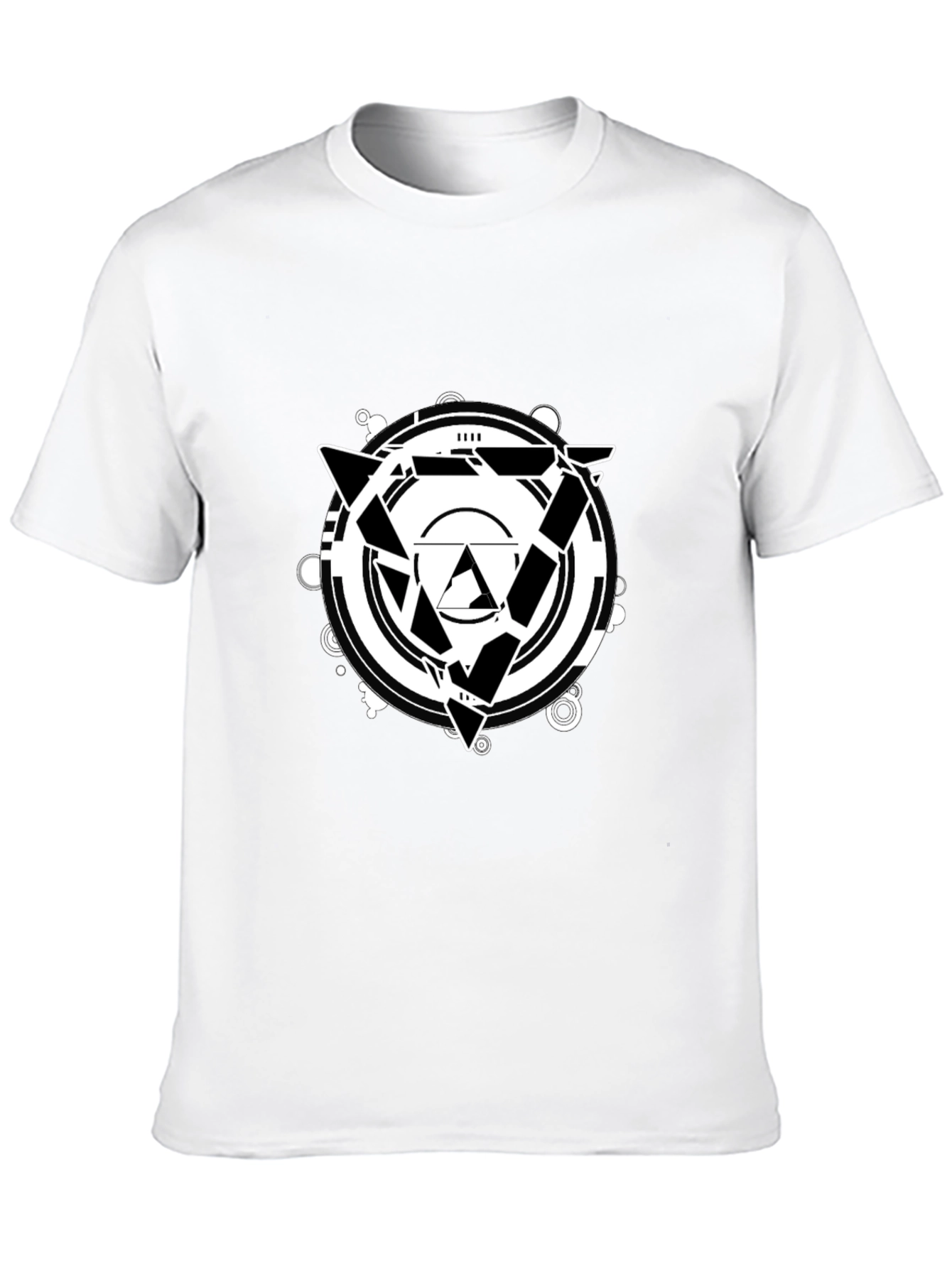 Black Geometric Design Black T-Shirt view 10