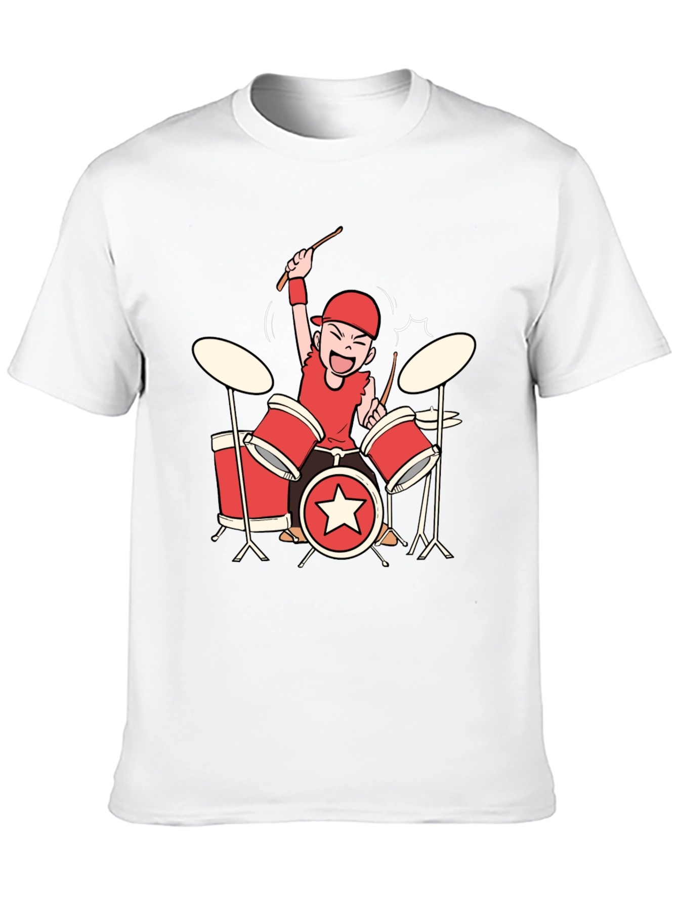 Black Cartoon Drummer Graphic Tee - Black view 10