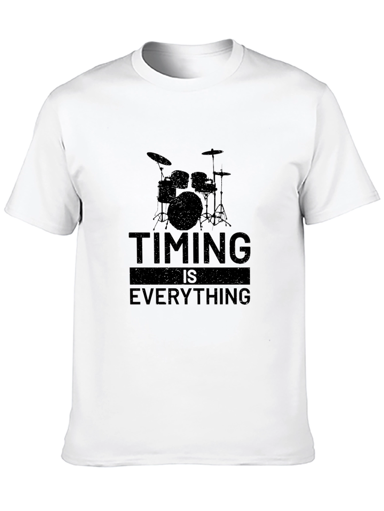 Black Timing Is Everything Drum Set Graphic Tee - Black Cotton view 10