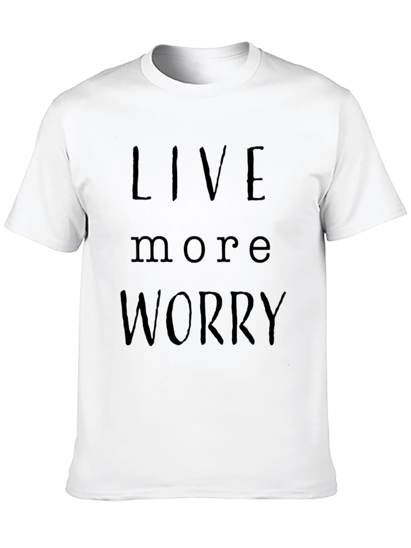 Black Live More Worry Less Black Graphic T-Shirt view 10