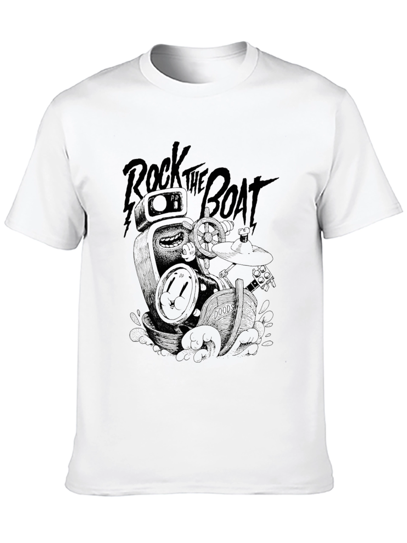 Black Rock the Boat Graphic Tee - Black Cotton Blend view 10