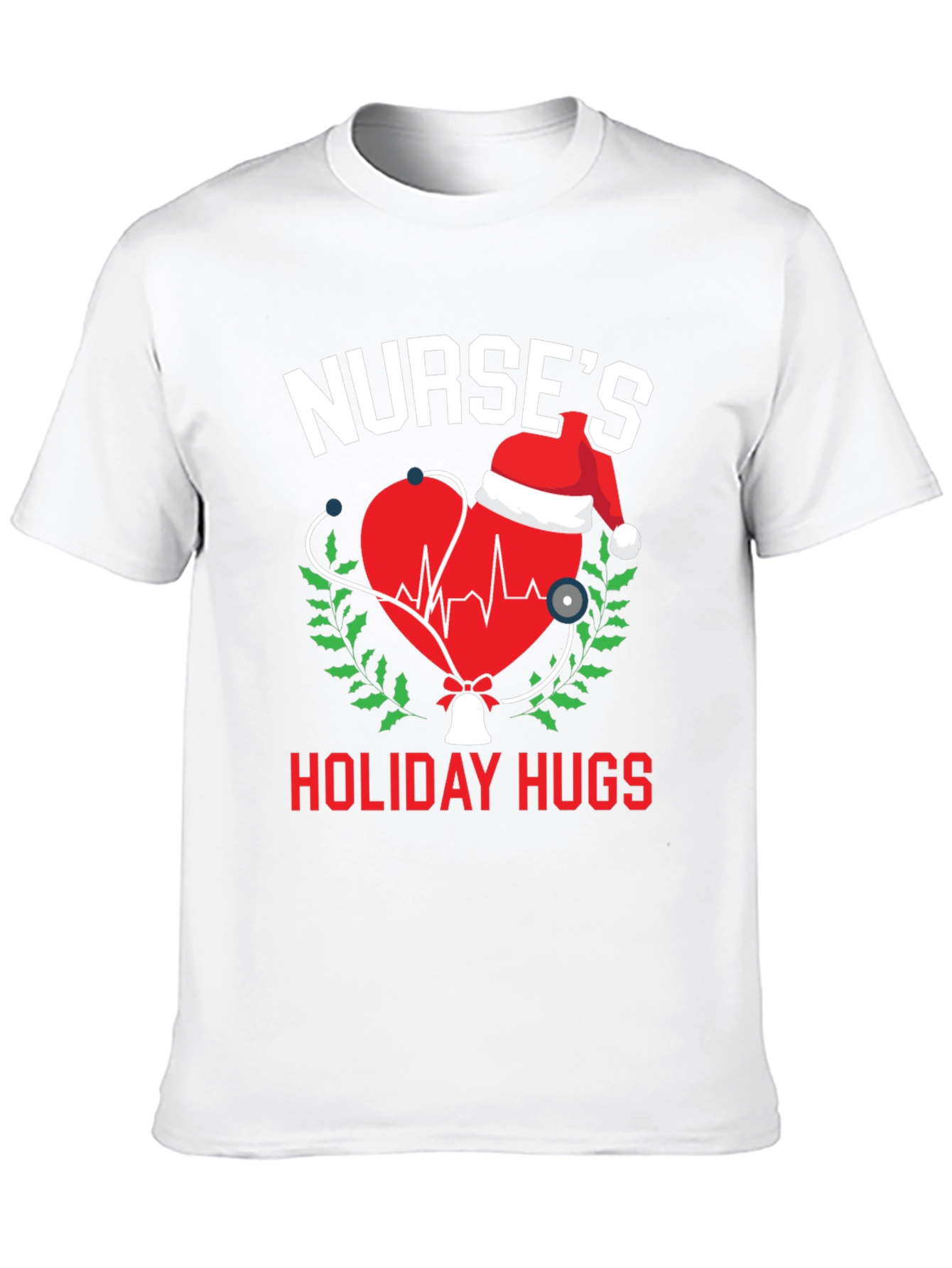 Black Nurse's Holiday Hugs Christmas T-Shirt view 10