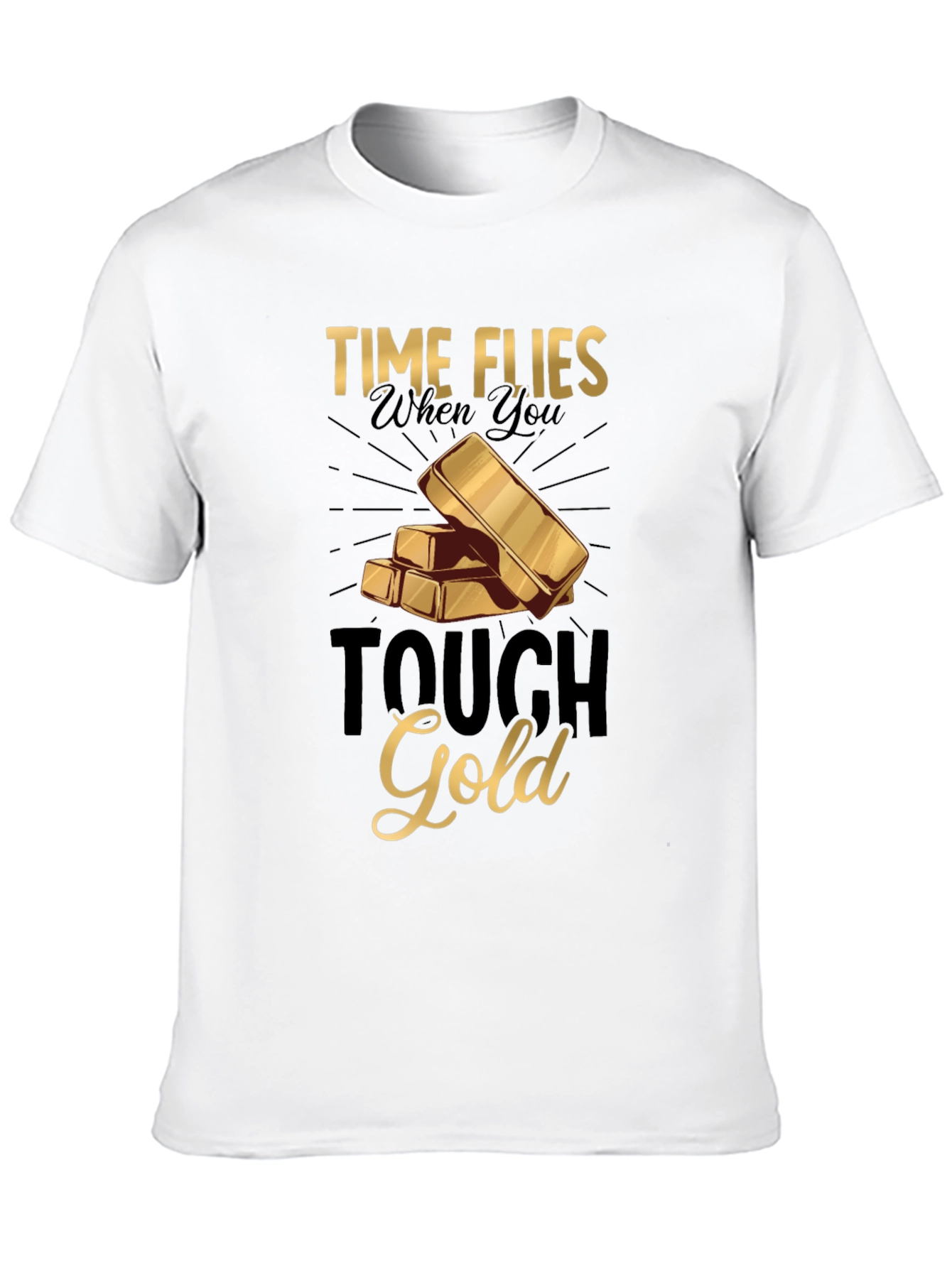 Black Time Flies Tough Gold Graphic T-Shirt view 10