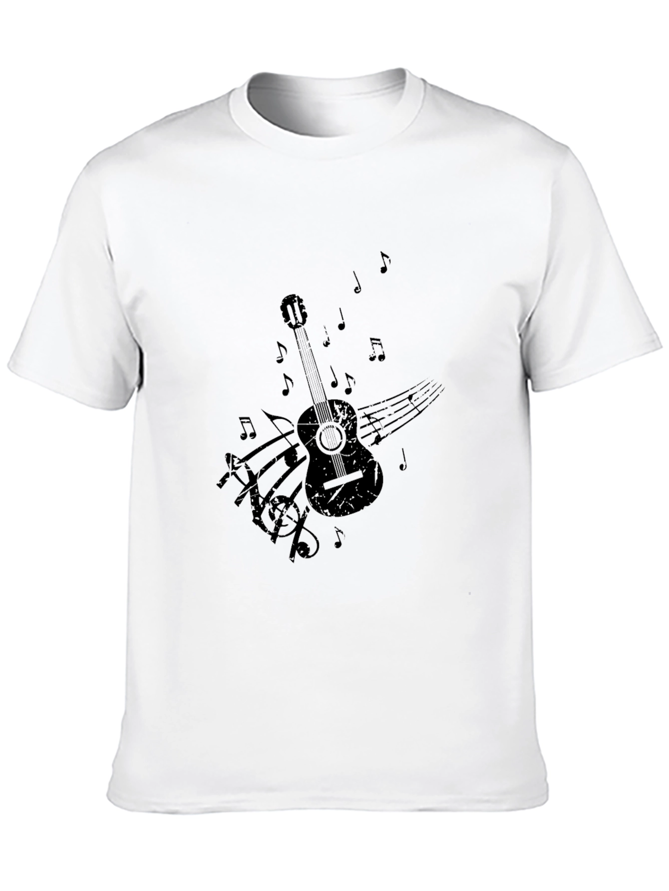 Black Black Guitar Music Notes Graphic Tee view 10