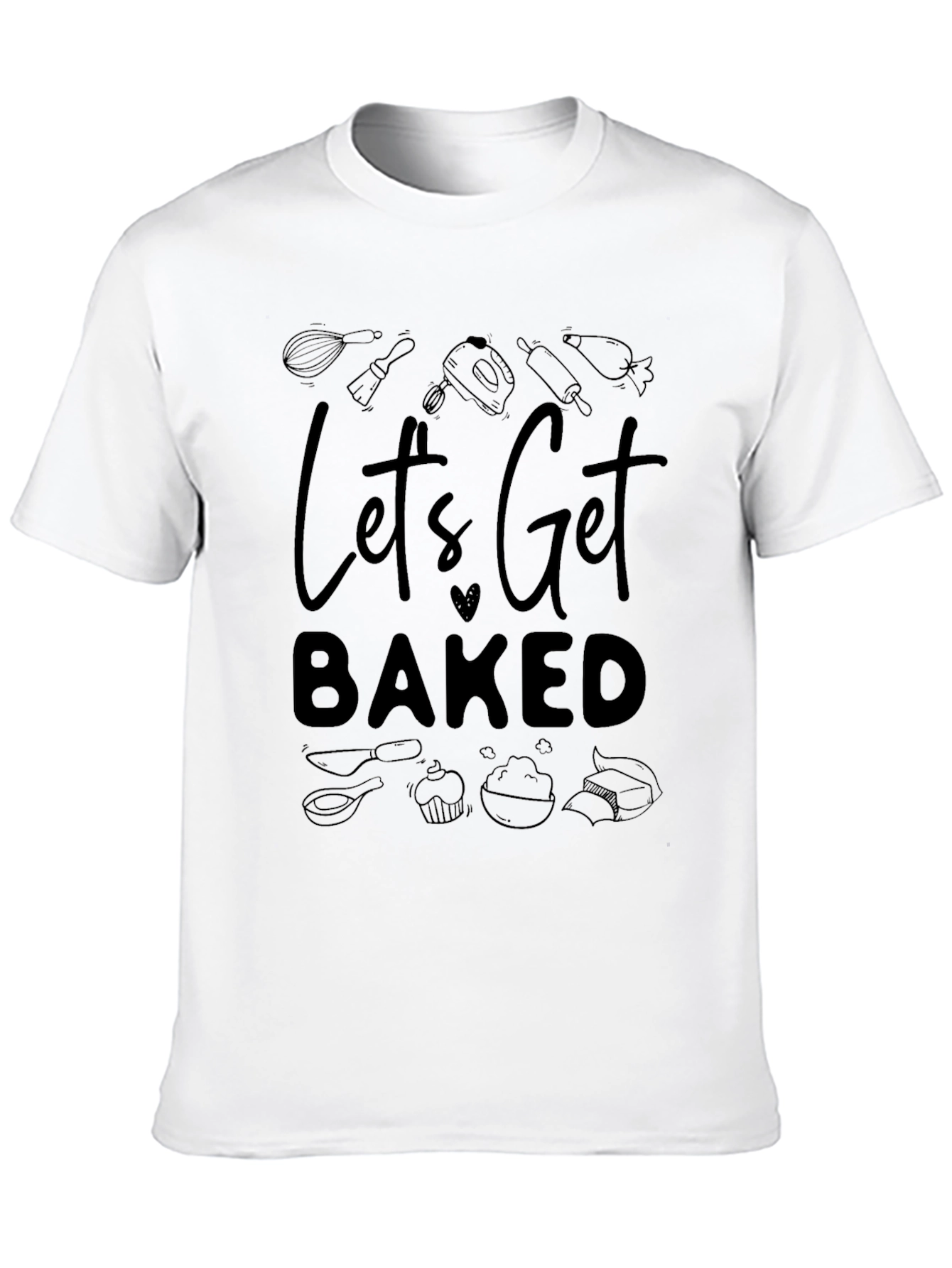 Black Let's Get Baked Graphic Tee - Baking Enthusiast Shirt view 10