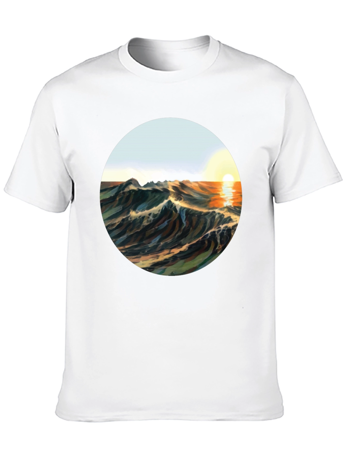 Black Sunrise Waves Graphic Tee - Black Cotton Blend view 10