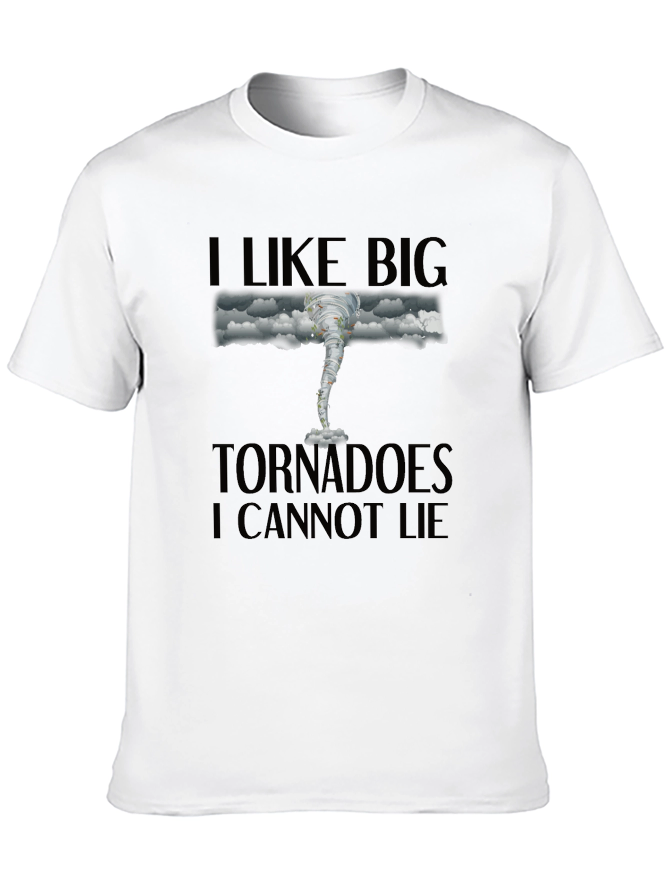 Black I Like Big Tornadoes Men's Black Graphic T-Shirt view 10