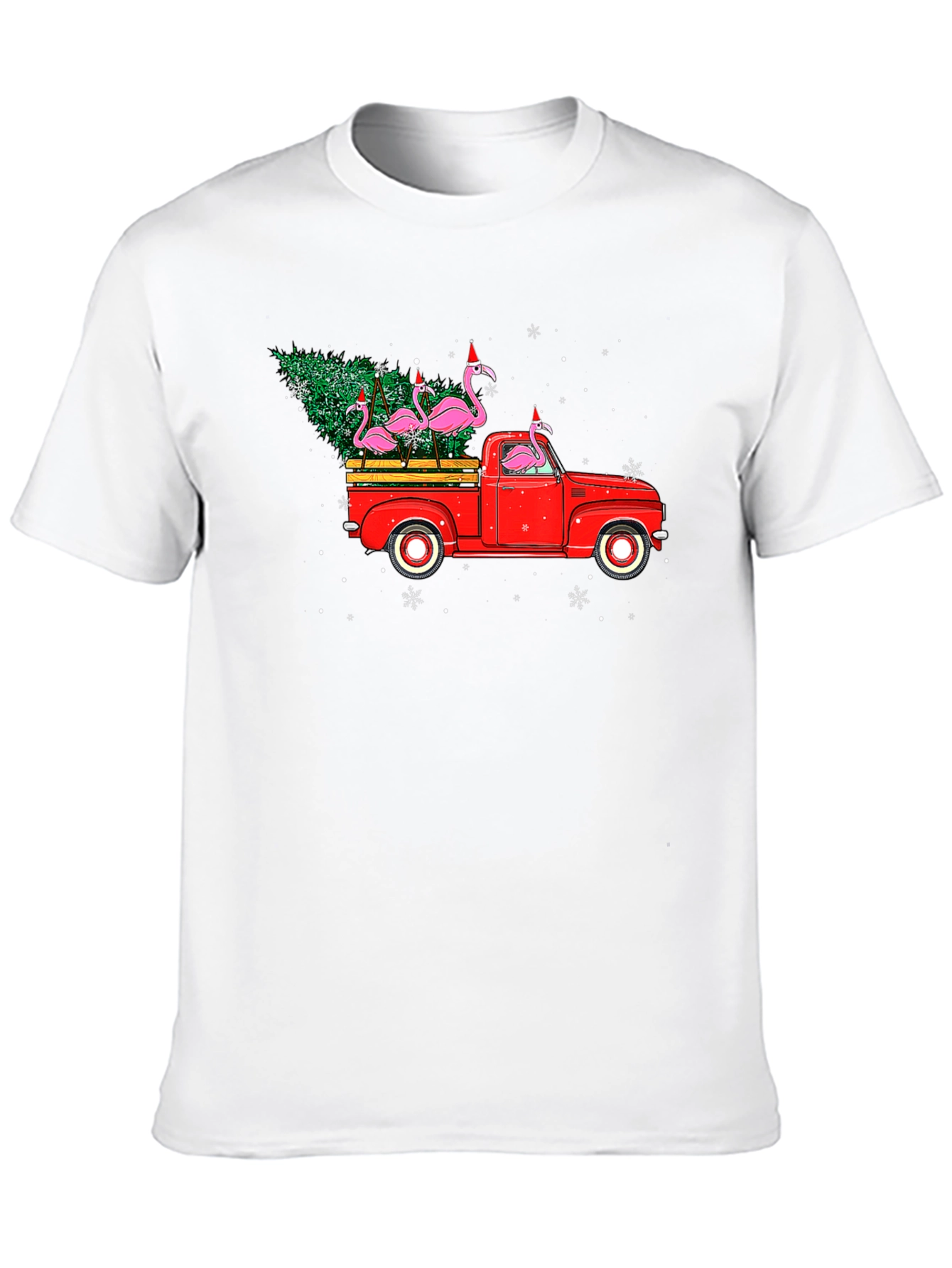 Black Flamingo Christmas Truck T-Shirt view 10
