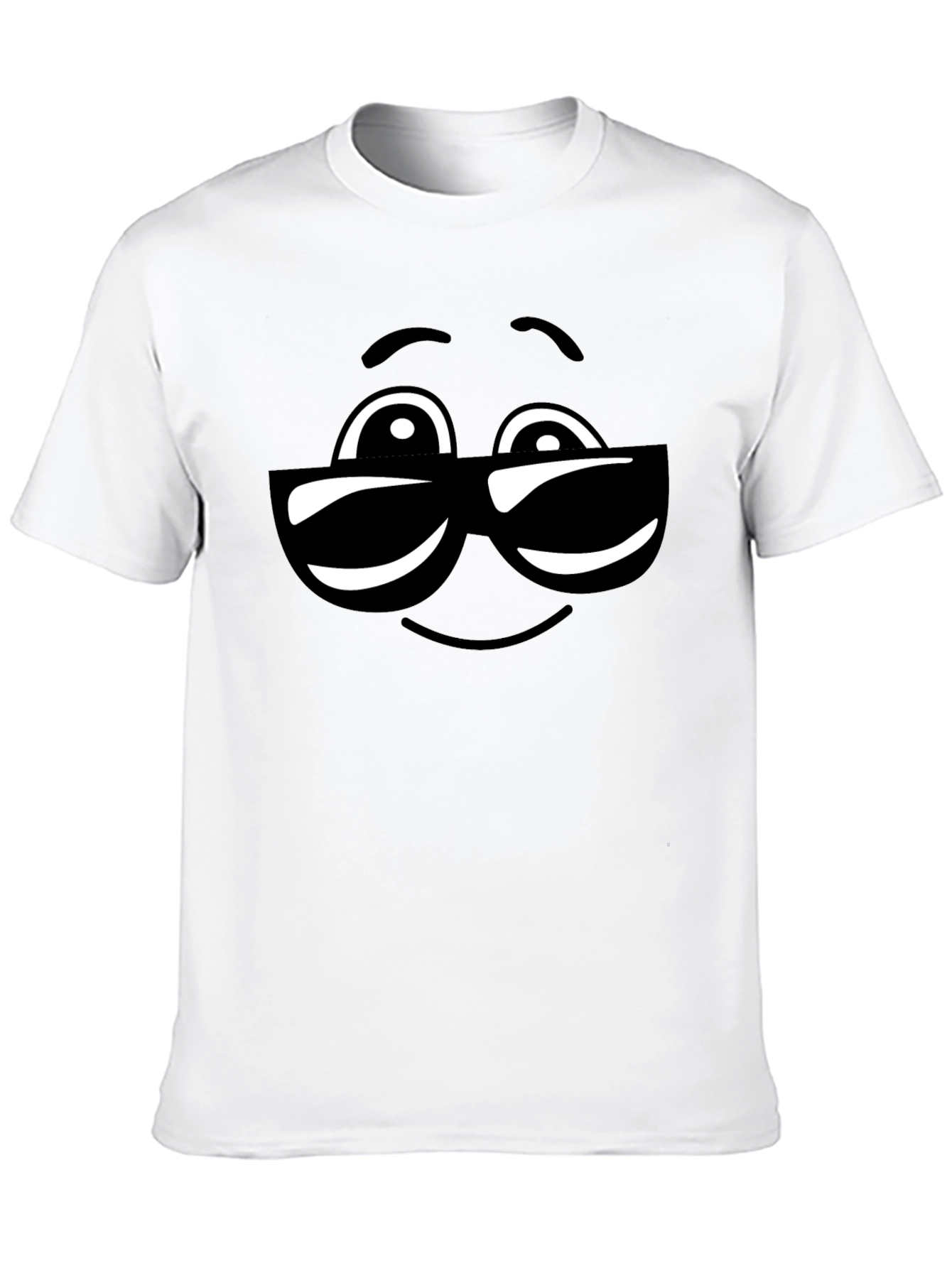 Black Cool Sunglasses Emoji Black Cotton T-Shirt view 10