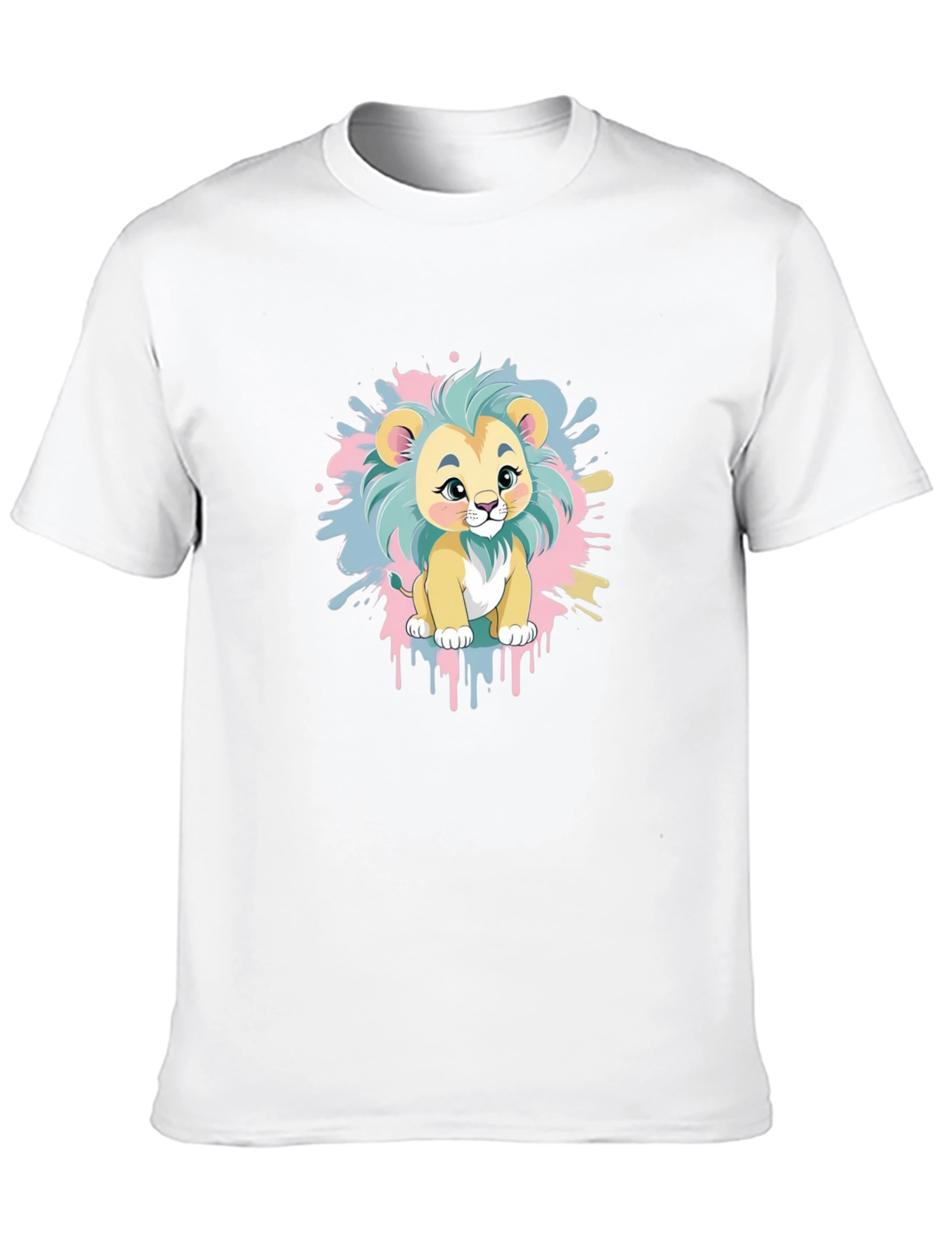 Black Cute Cartoon Lion Graphic Tee - Black Cotton Blend view 10