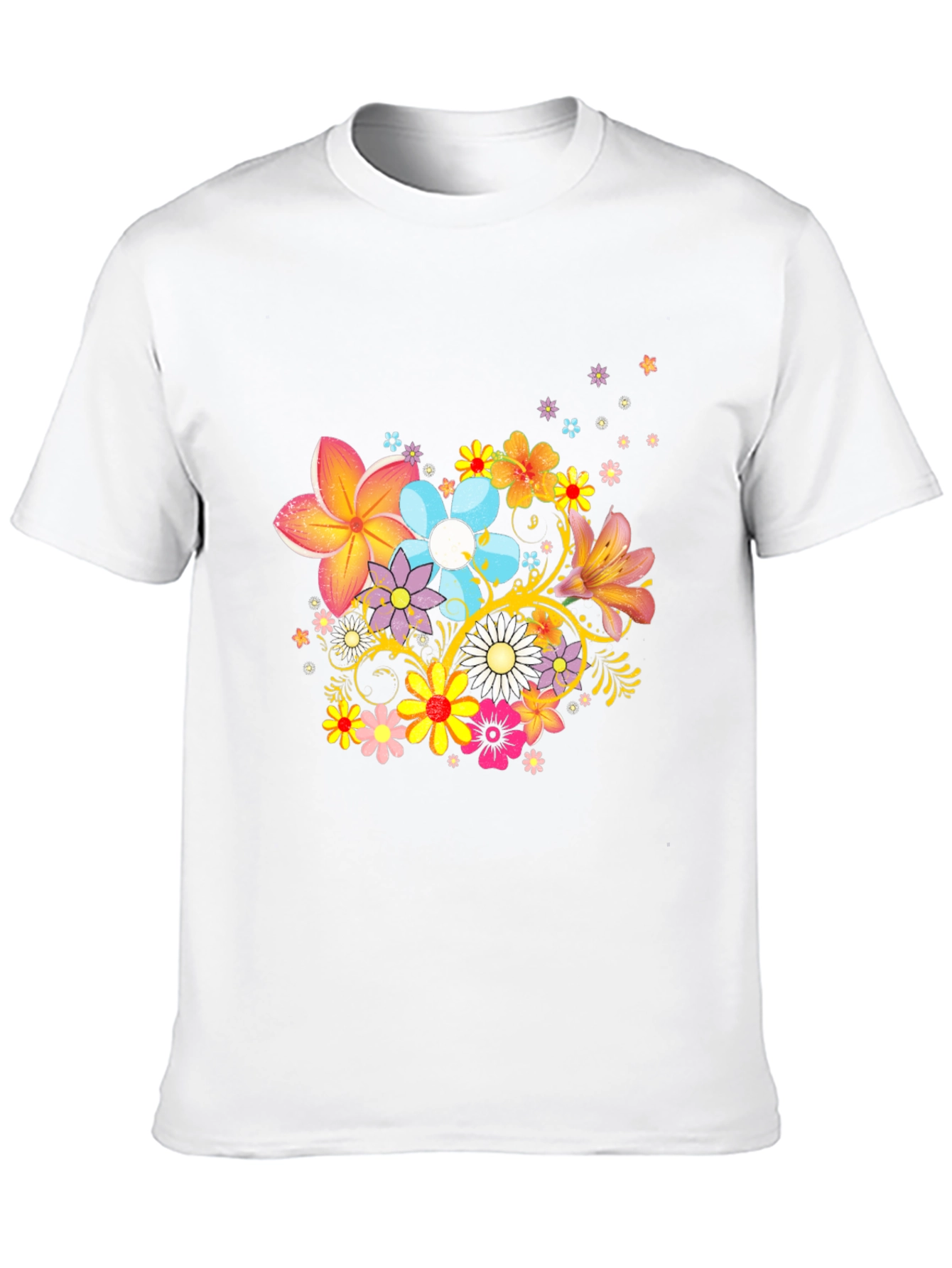 Black Floral Print Black T-Shirt view 10