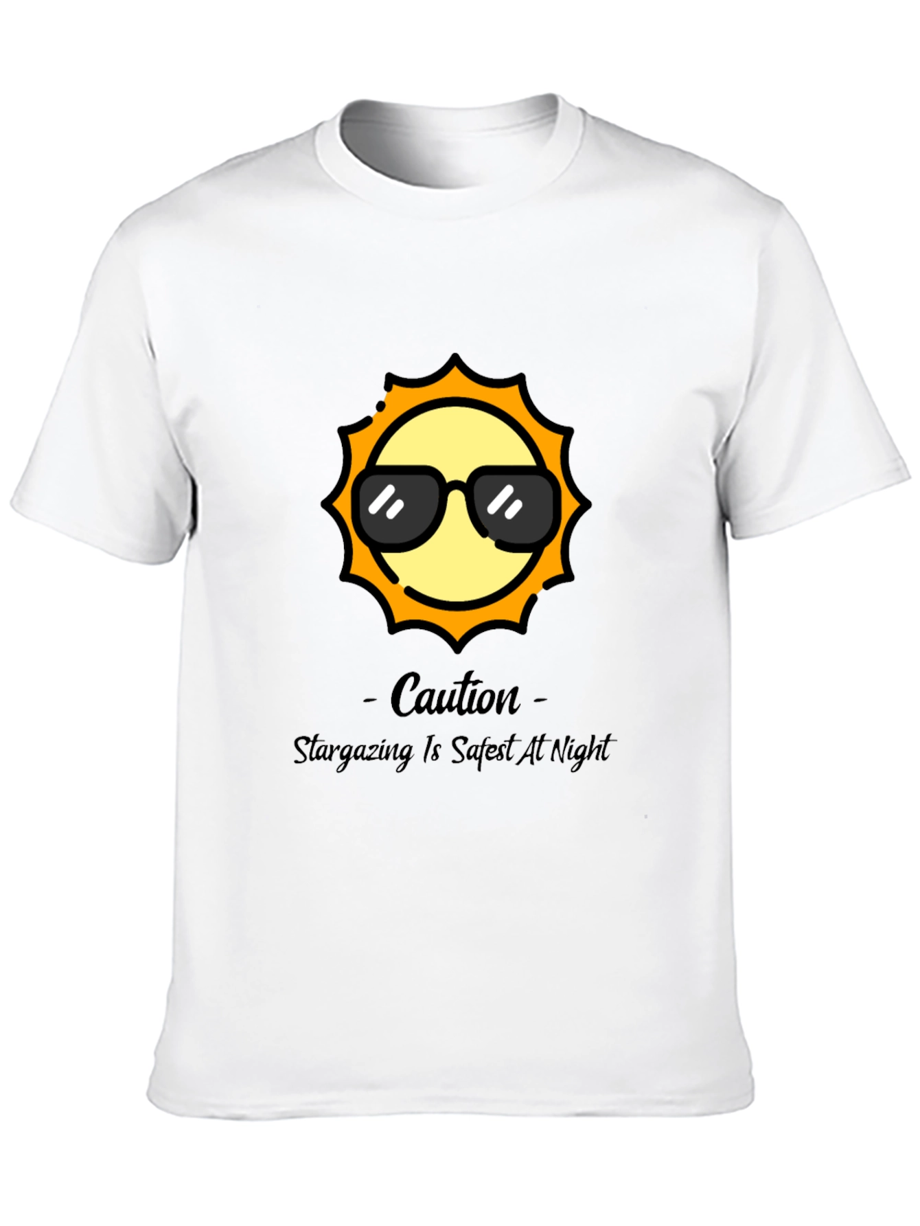 Black Cool Sun Graphic Tee - Stargazing Caution T-Shirt view 10