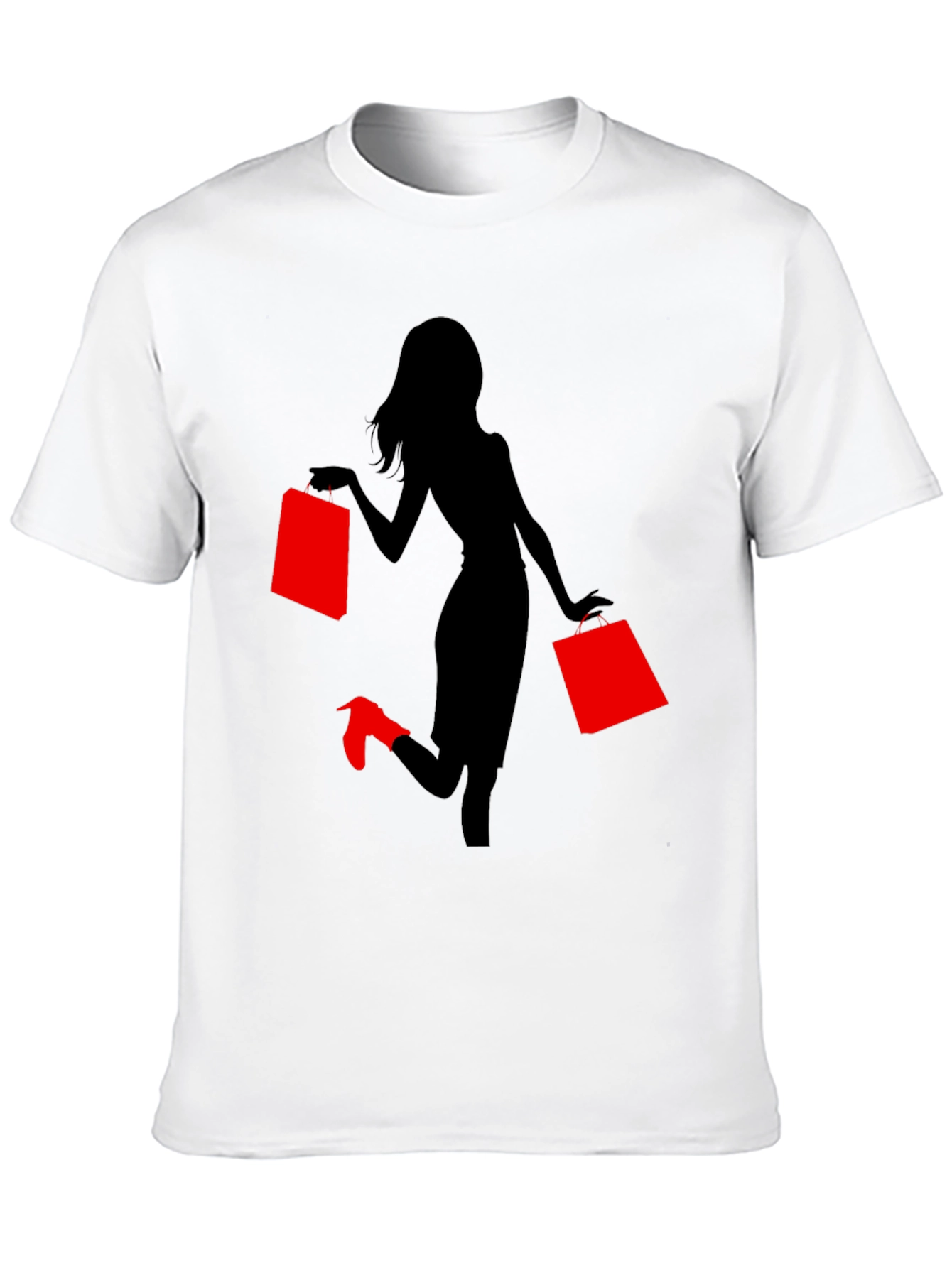 Black Stylish Woman Shopping Graphic Tee - Black view 10