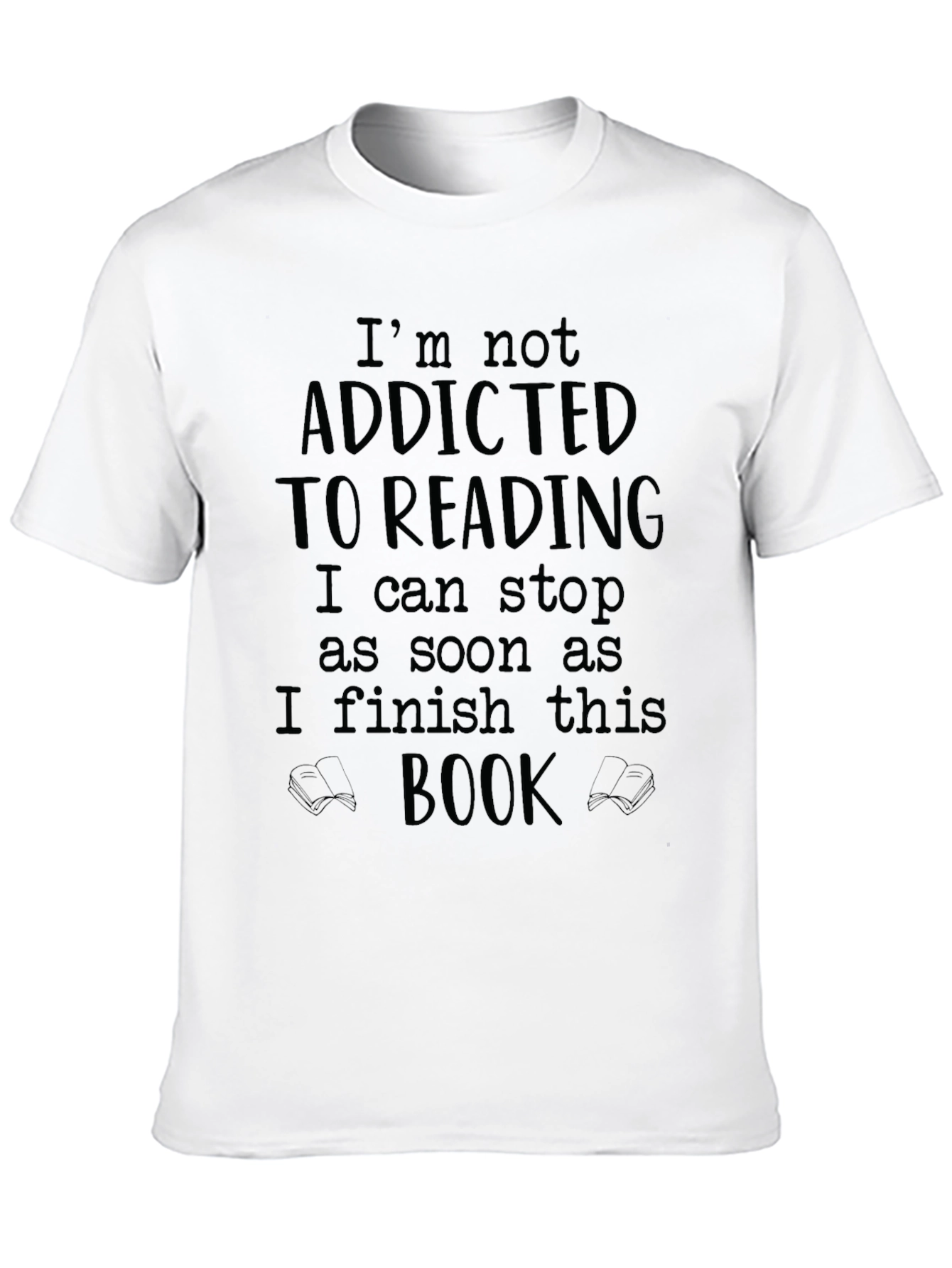Black Funny Reading T-Shirt: Addicted to Books Graphic Tee view 10