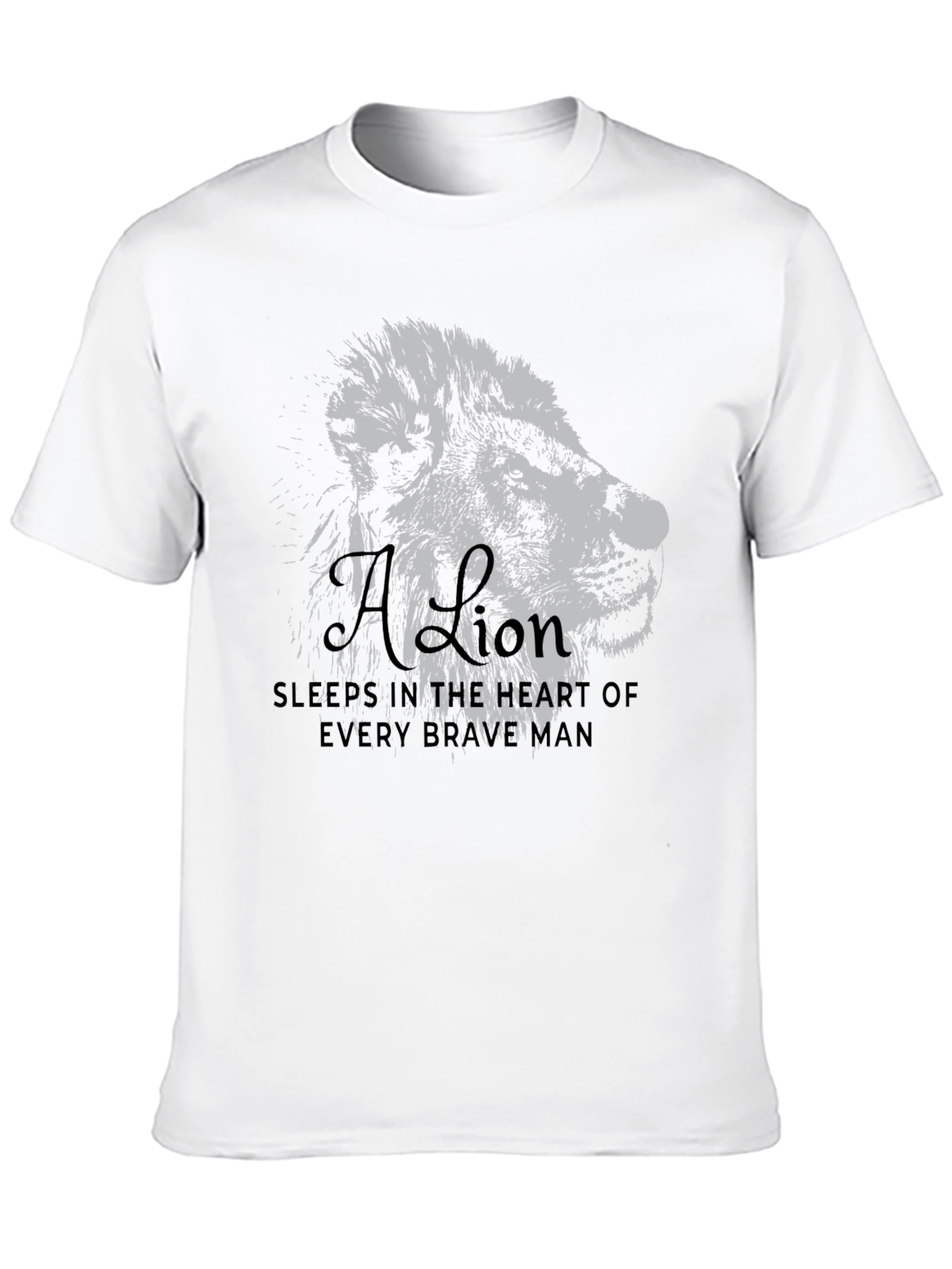 Black Lion Heart Graphic Print Men's T-Shirt view 10