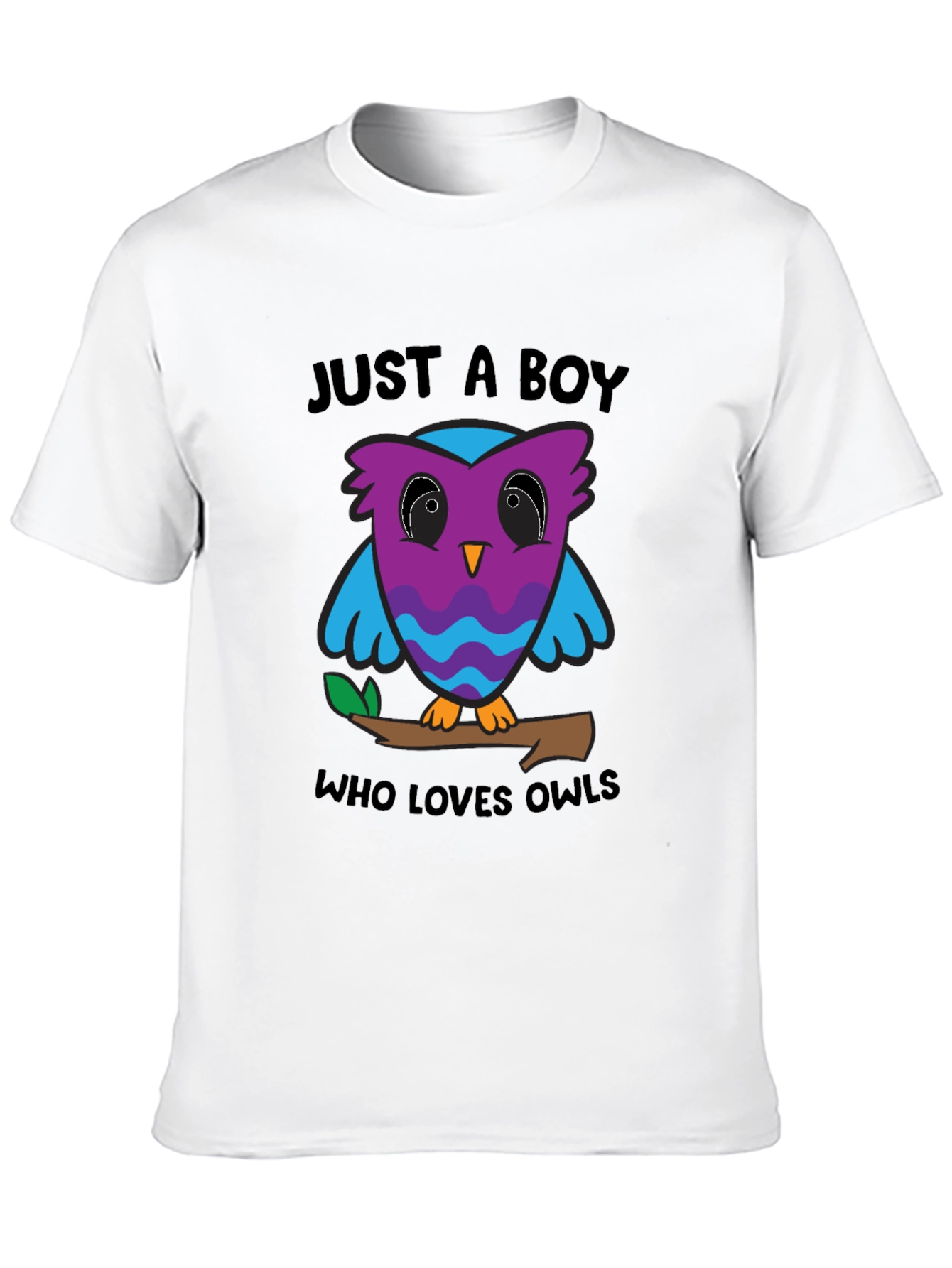 Black Just A Boy Who Loves Owls Graphic T-Shirt view 10