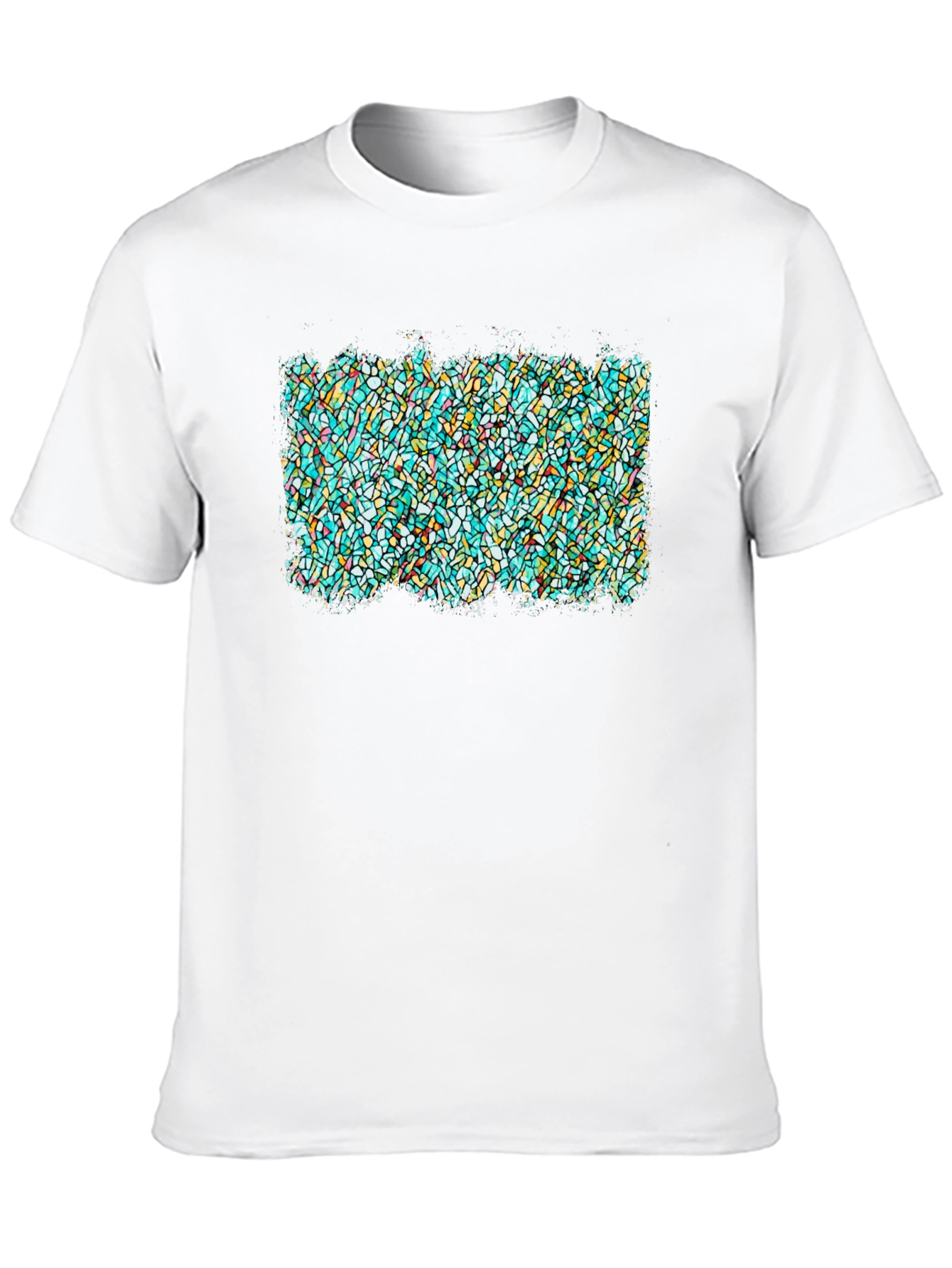 Black Abstract Stained Glass Graphic Tee - Soft Black T-Shirt view 10