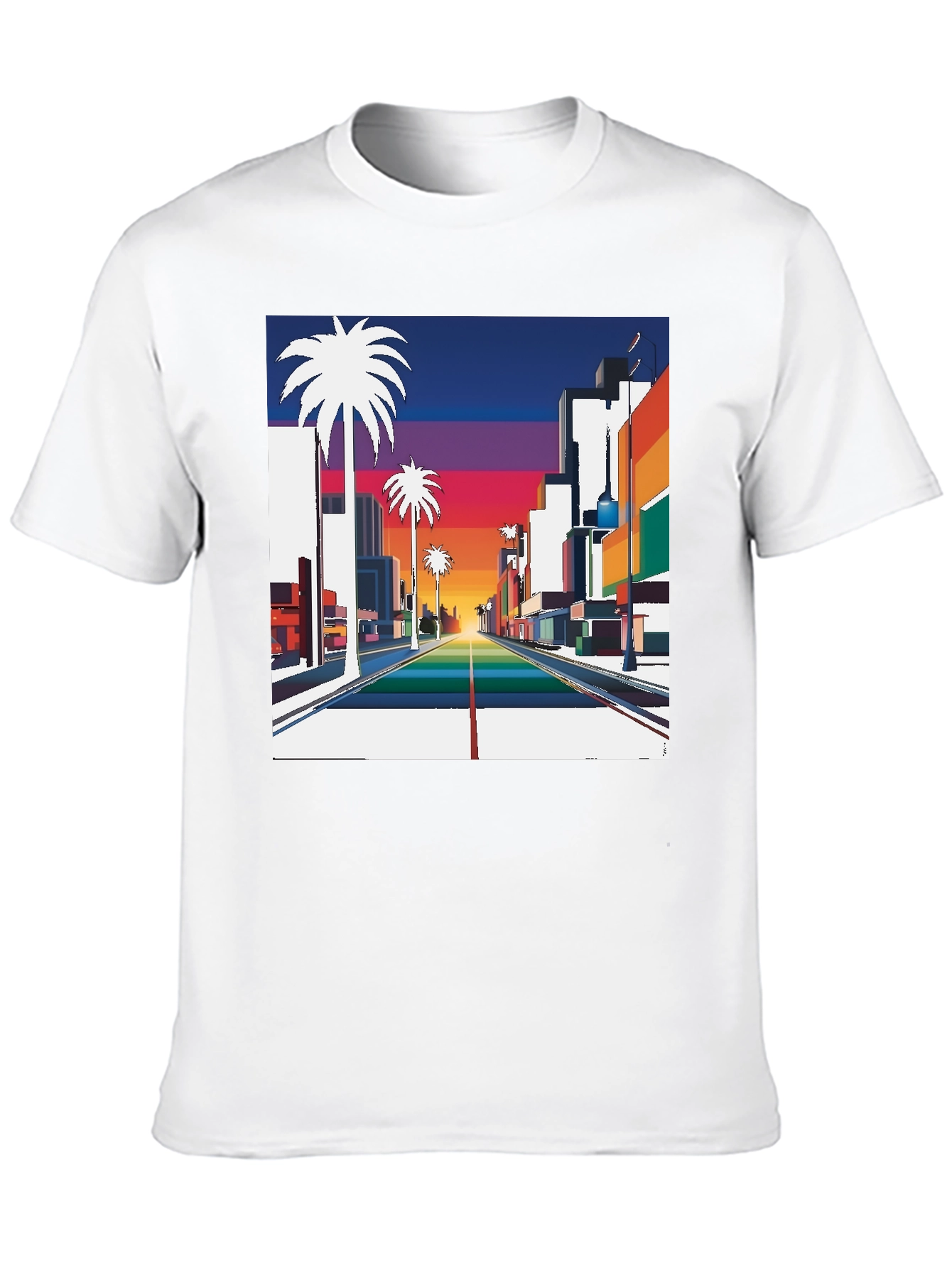 Black Retro Palm Tree Sunset T-Shirt view 10