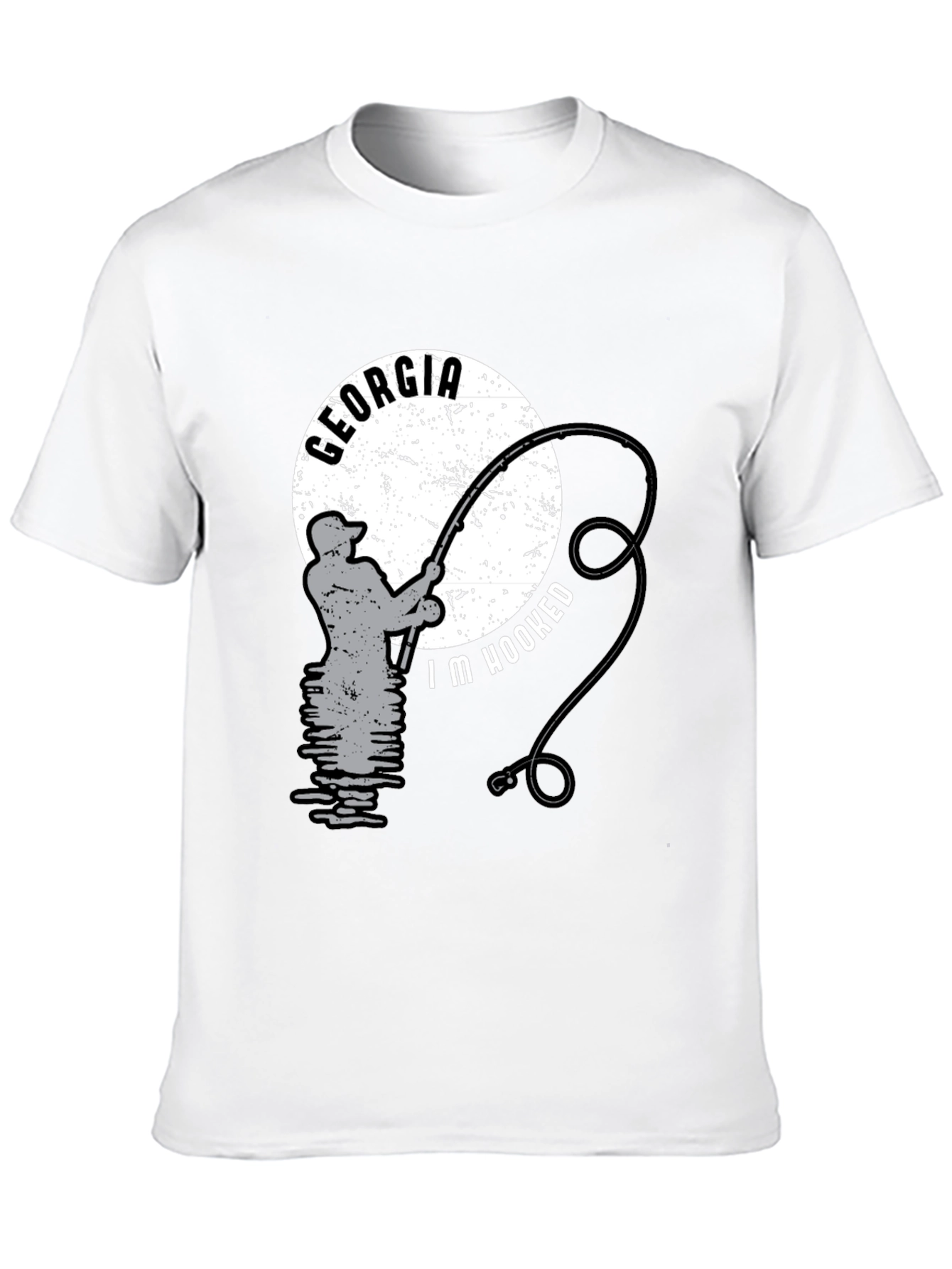 Black Georgia Fishing T-Shirt - "I'm Hooked" Black Tee view 10