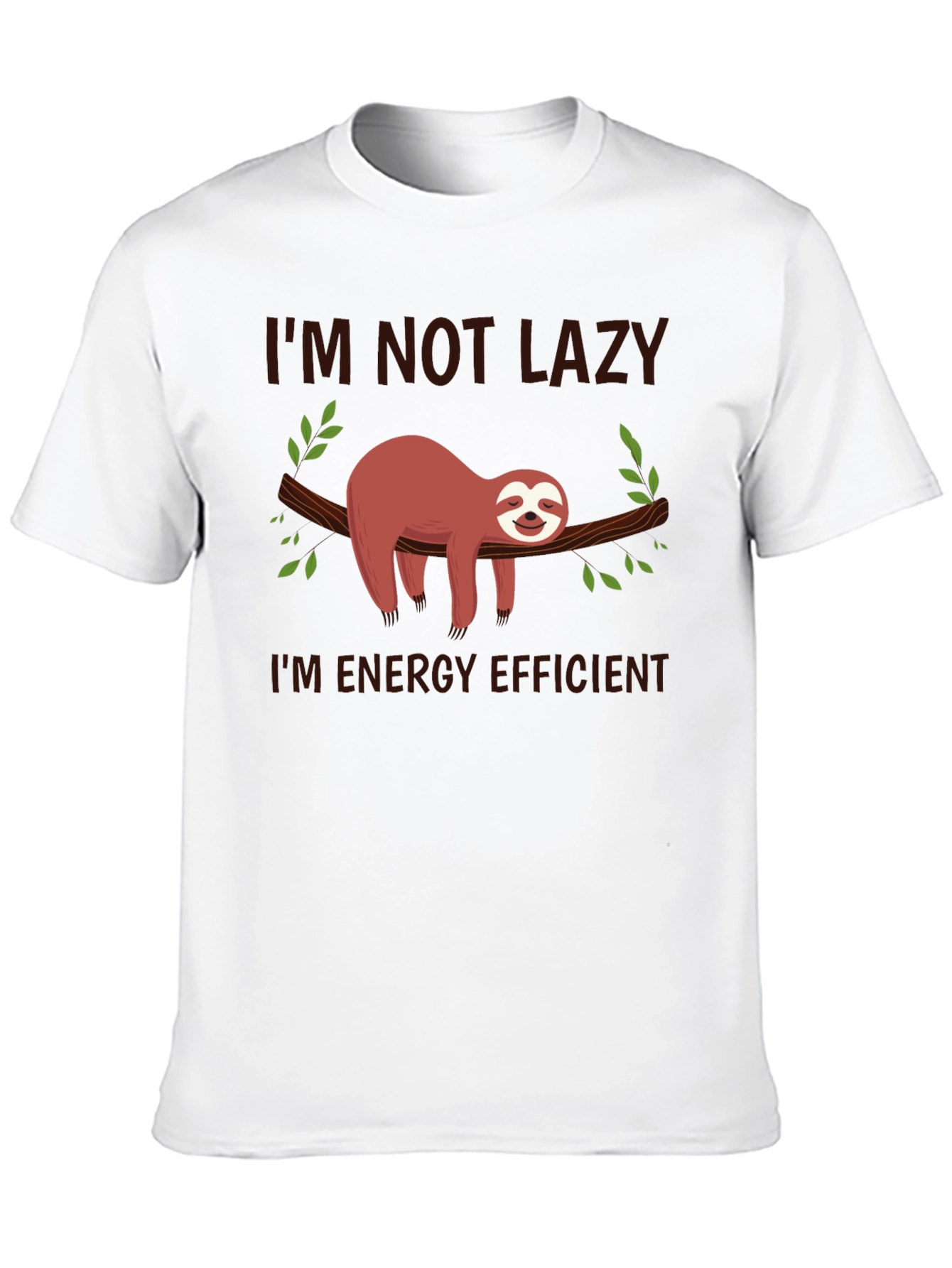 Black Funny Sloth T-Shirt - I'm Not Lazy, Energy Efficient view 10