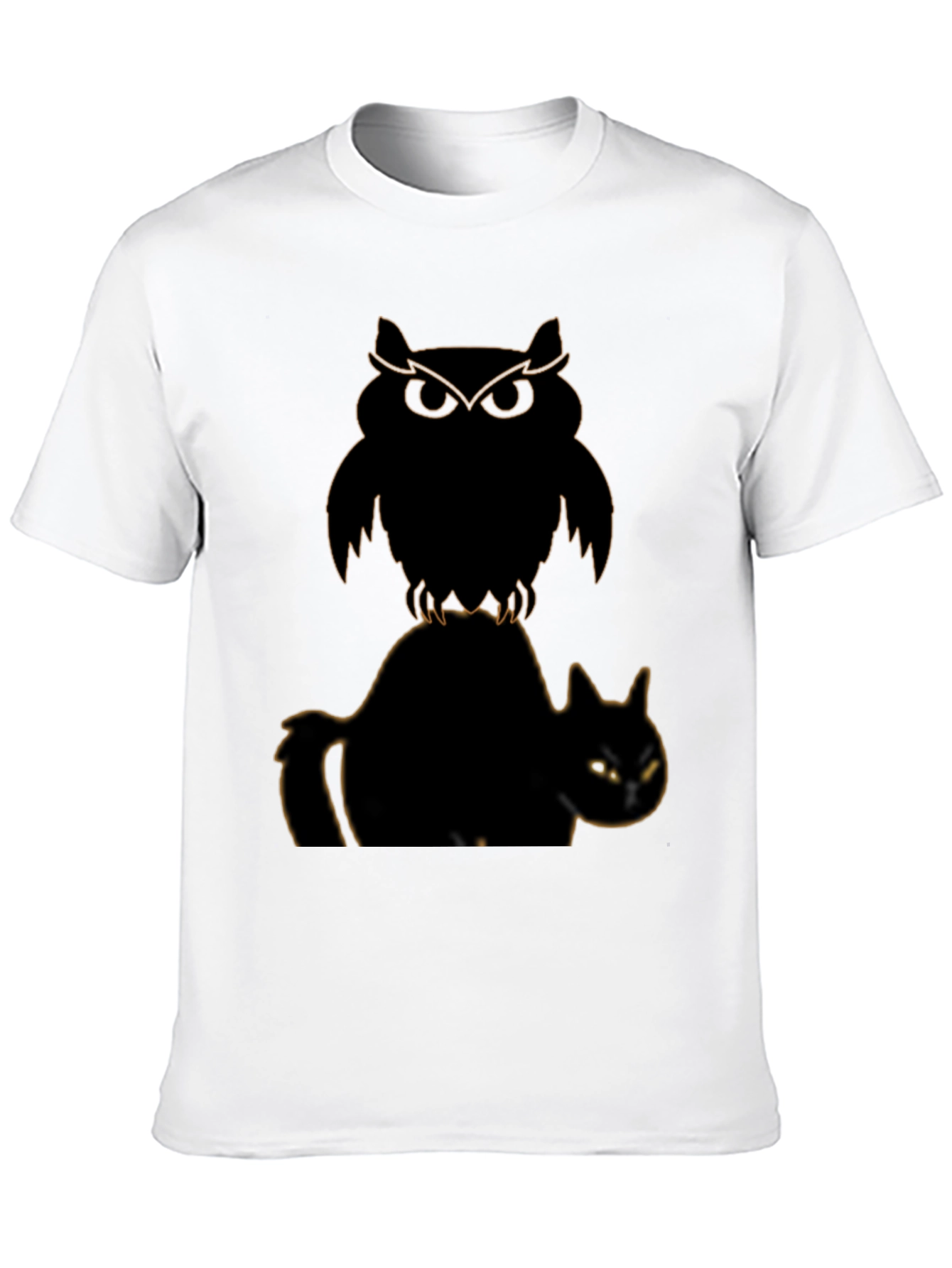 Black Owl and Cat Graphic T-Shirt view 10
