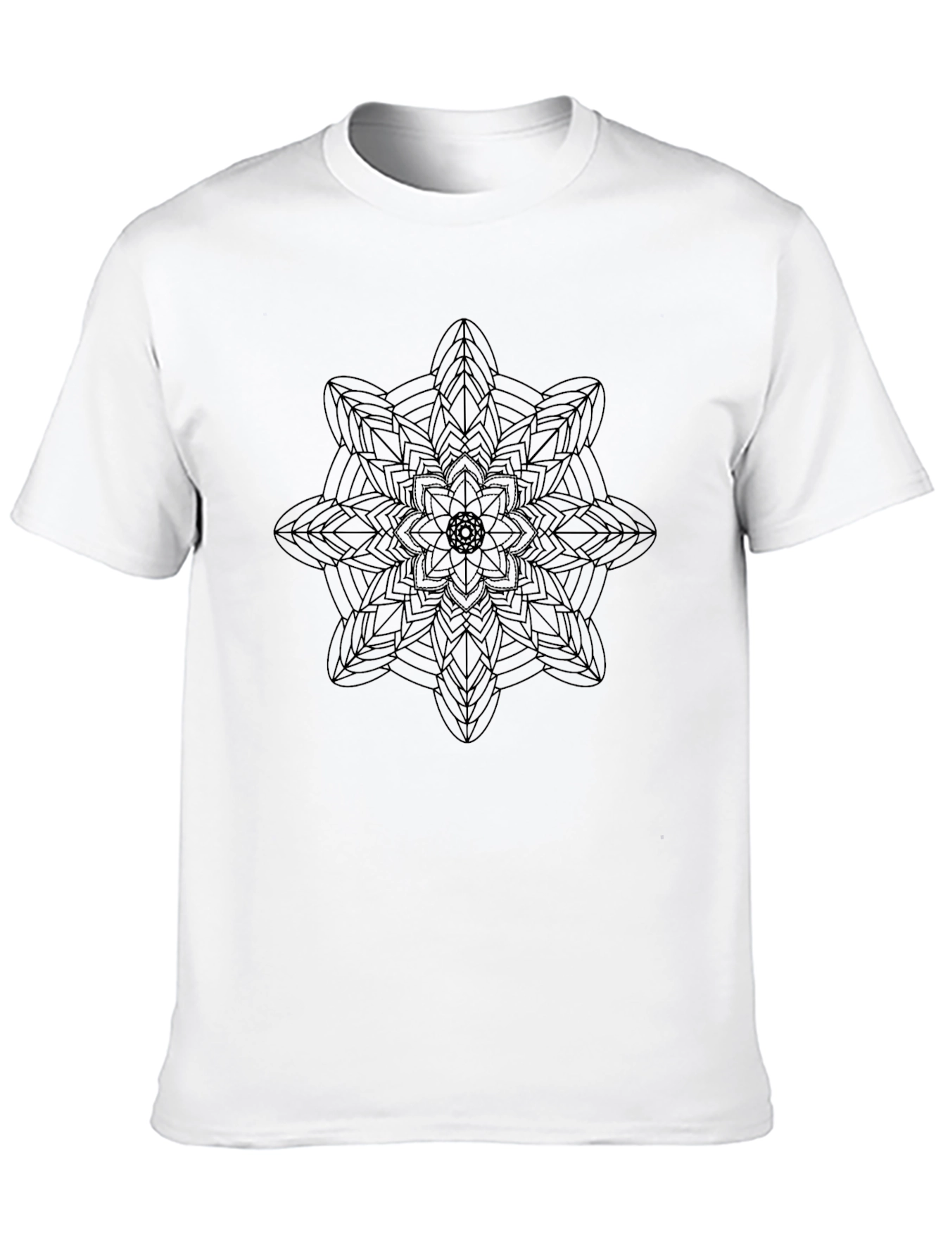 Black Geometric Mandala Black T-Shirt view 10