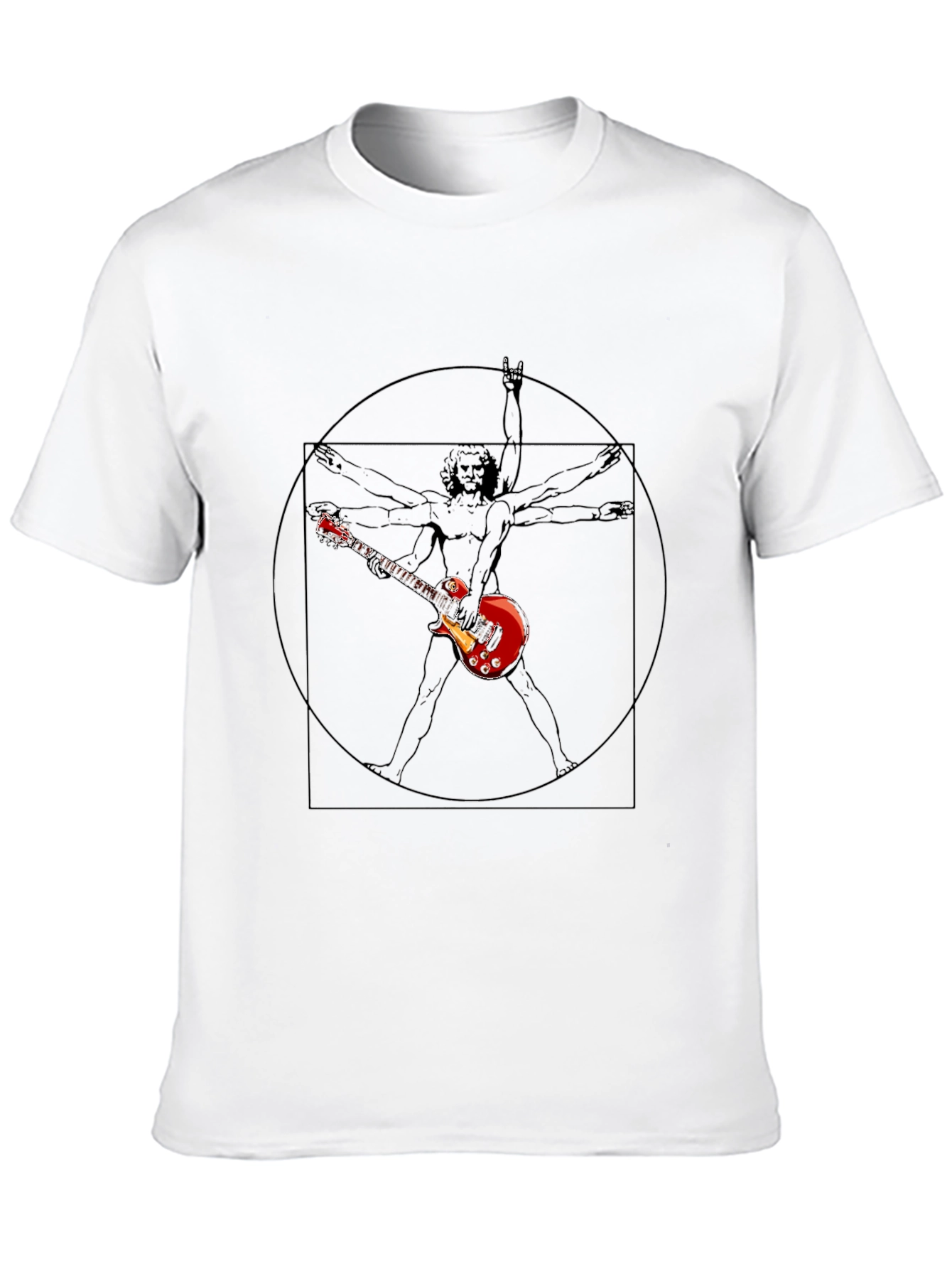 Black Rock Star Vitruvian Man Graphic T-Shirt view 10