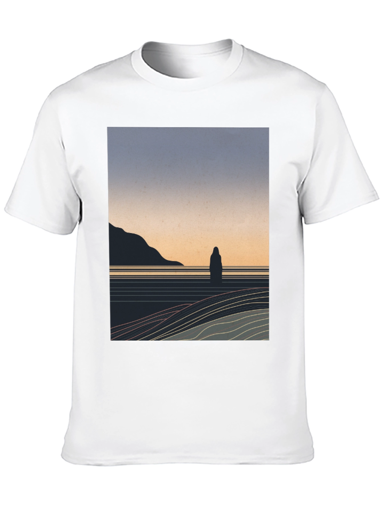 Black Minimalist Landscape Graphic T-Shirt - Black view 10
