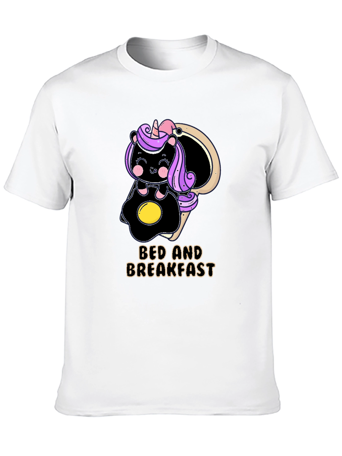Black Bed and Breakfast Unicorn T-Shirt view 10