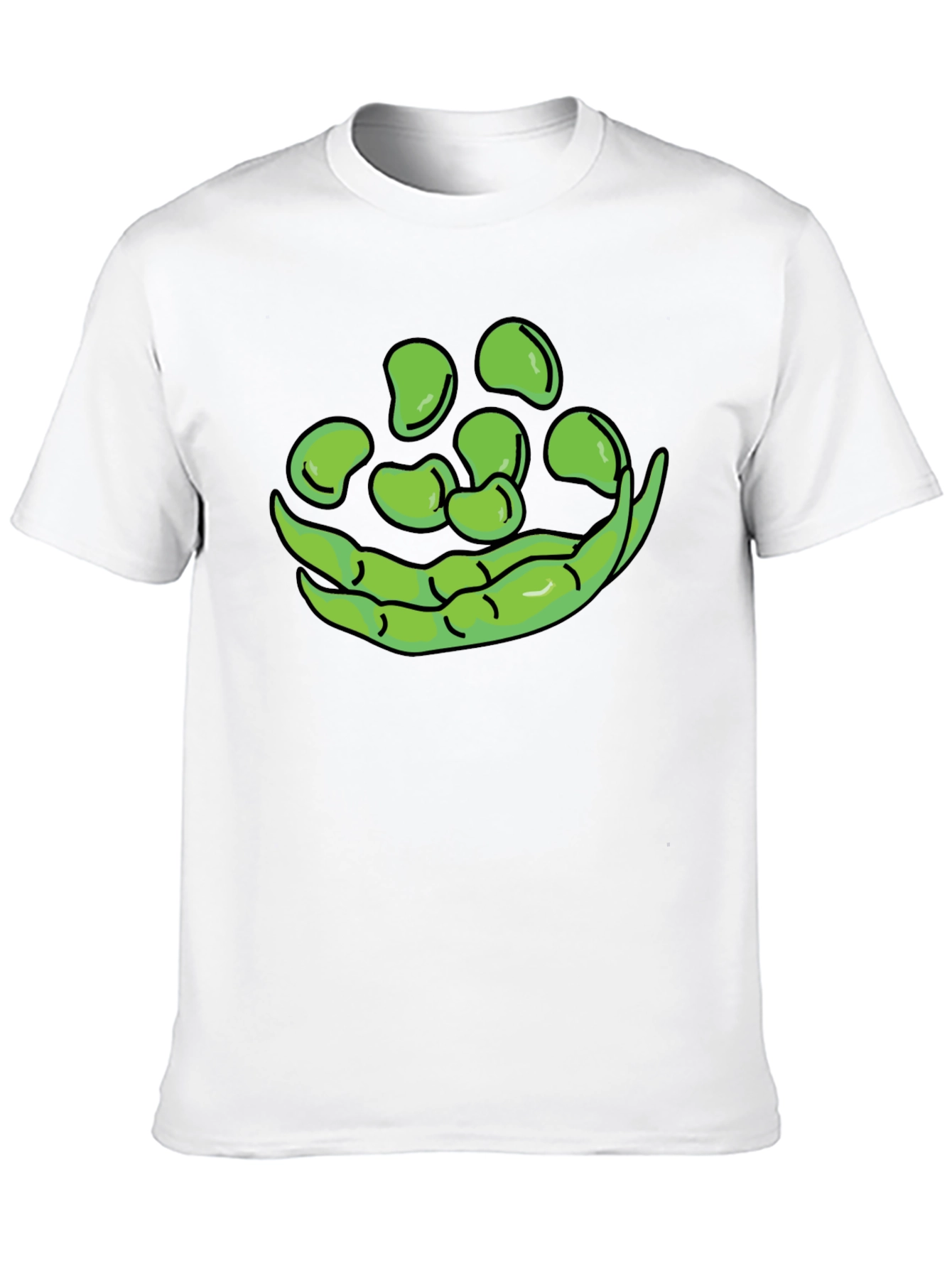 Black Funny Green Beans Graphic T-Shirt - Black Casual Tee view 10