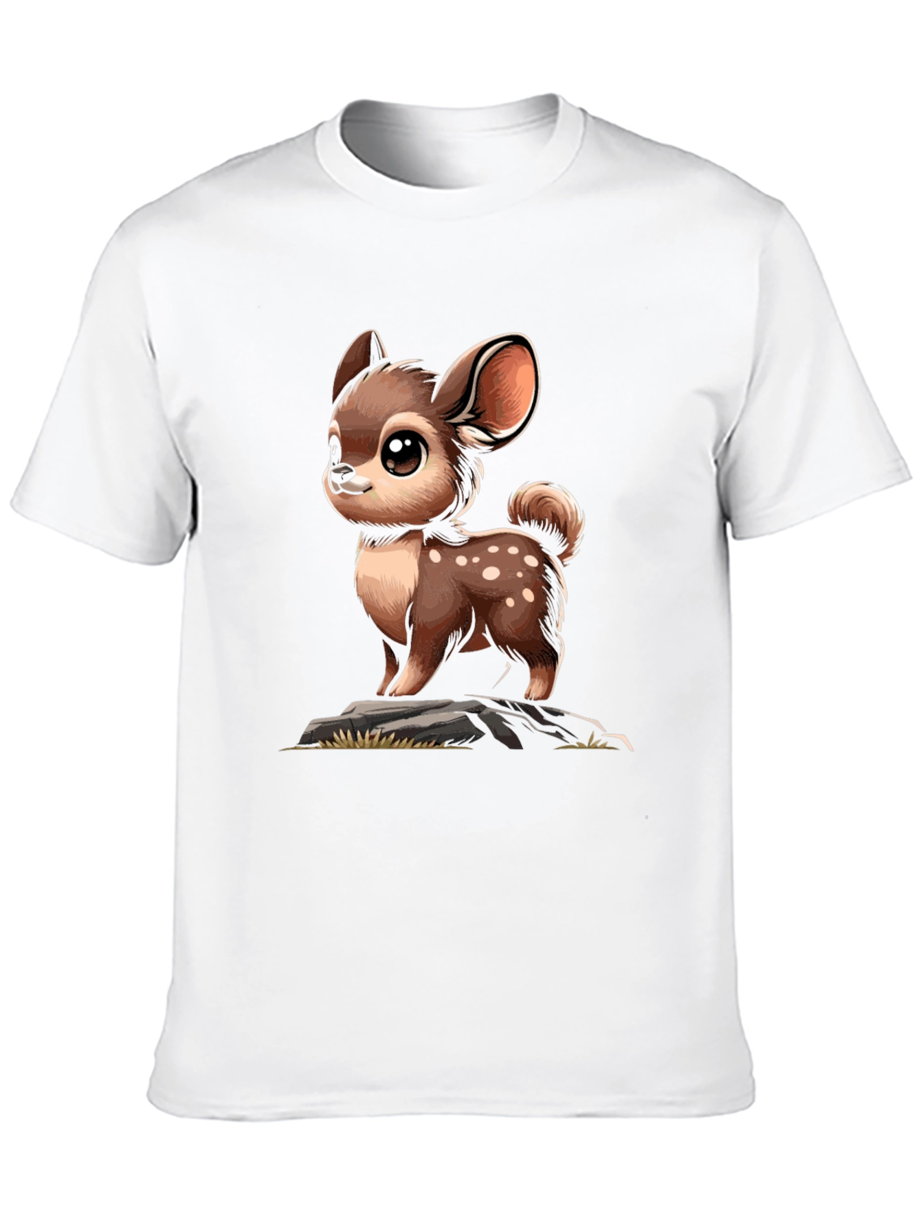 Black Cute Deer Cartoon Graphic Black T-Shirt view 10