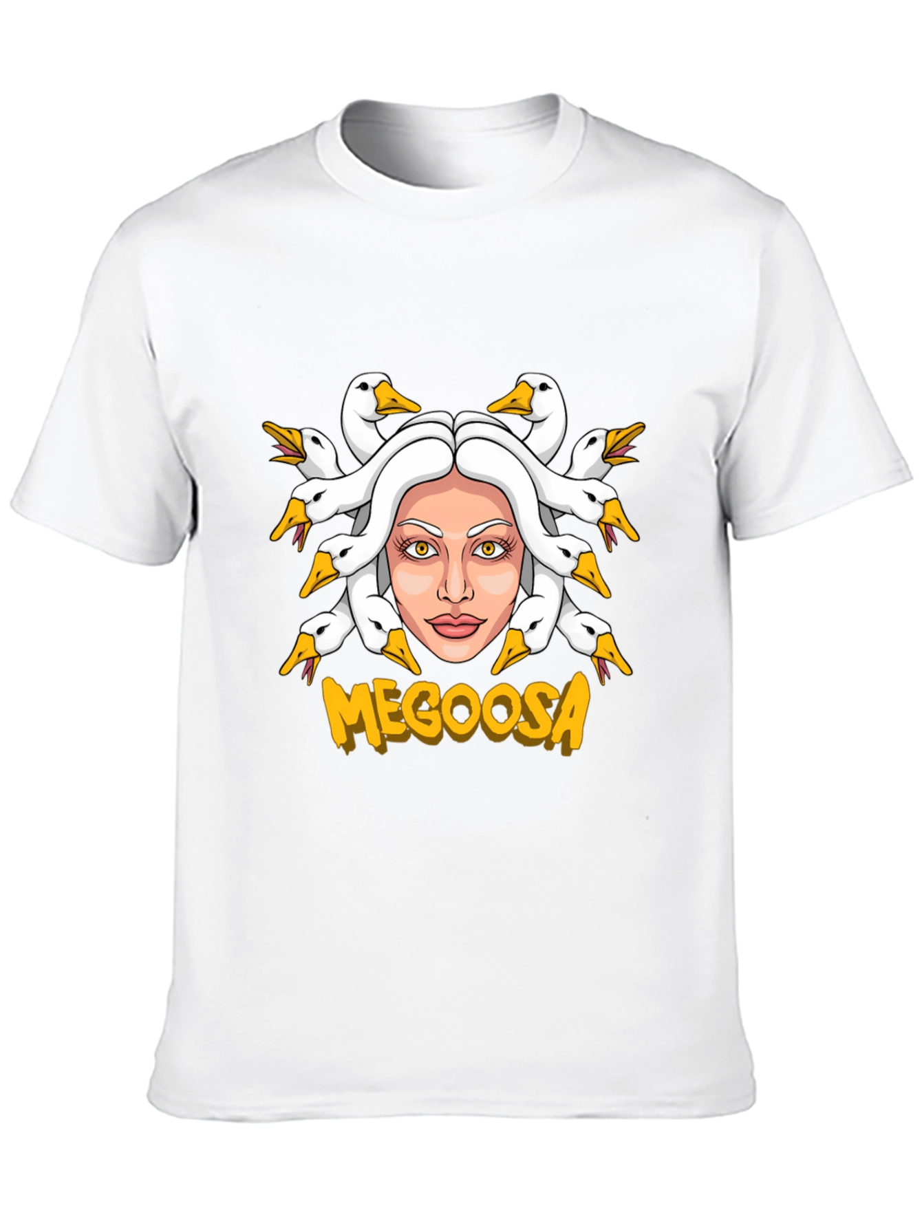 Black MEGOOSA Goose Medusa Funny Graphic T-Shirt view 10