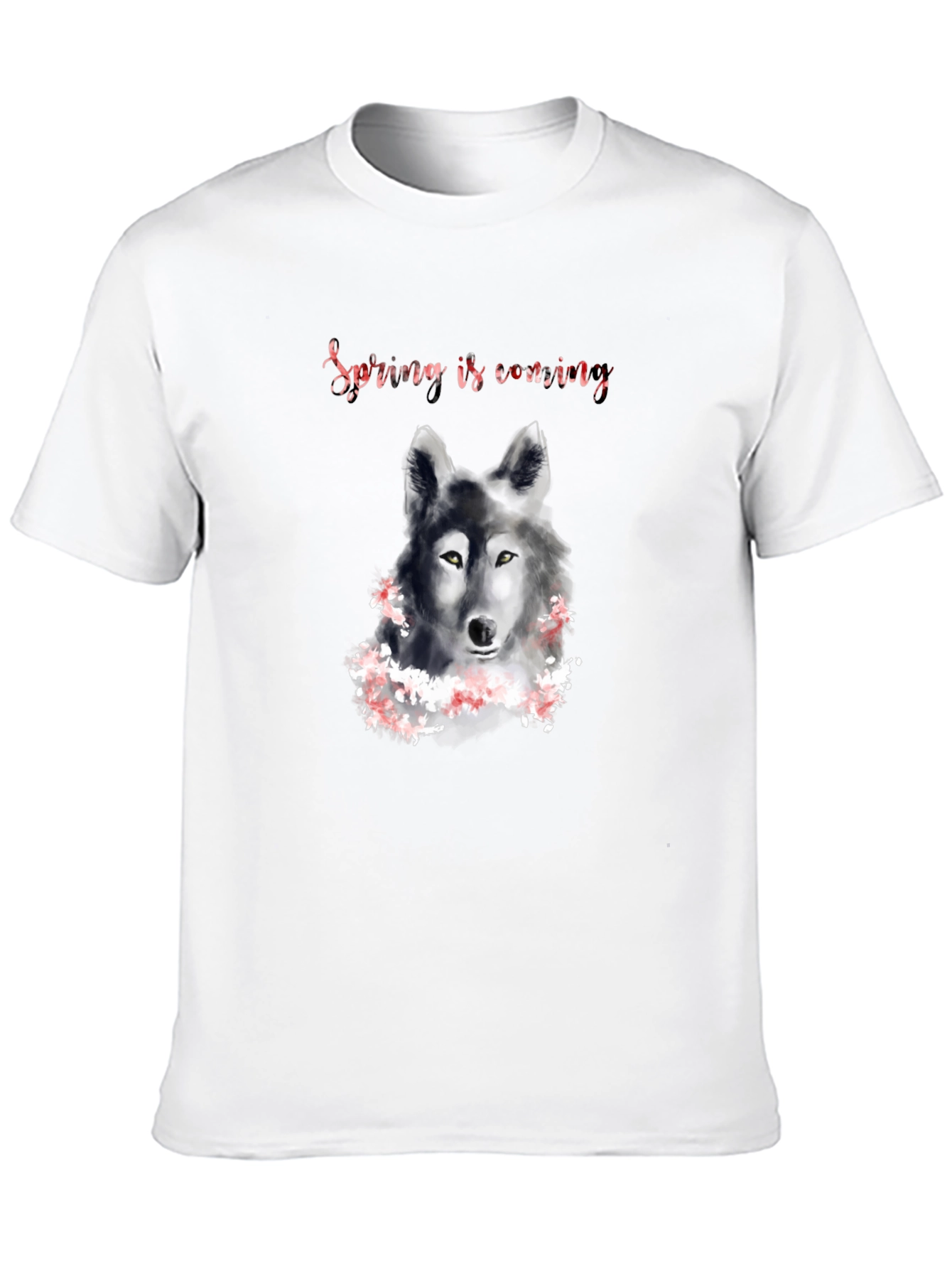 Black Spring is Coming Wolf Graphic T-Shirt view 10