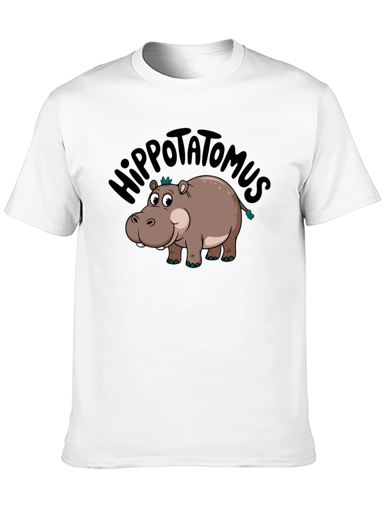 Black Hippo-tatomus T-Shirt: Funny Cartoon Graphic Tee view 10